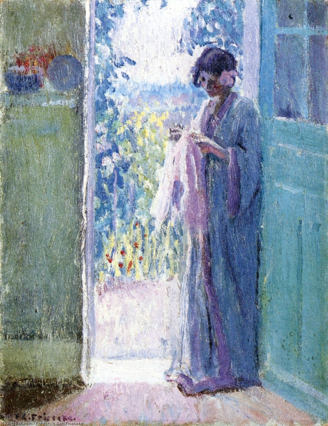 Wikioo.org - The Encyclopedia of Fine Arts - Painting, Artwork by Frederick Carl Frieseke - Woman In A Doorway