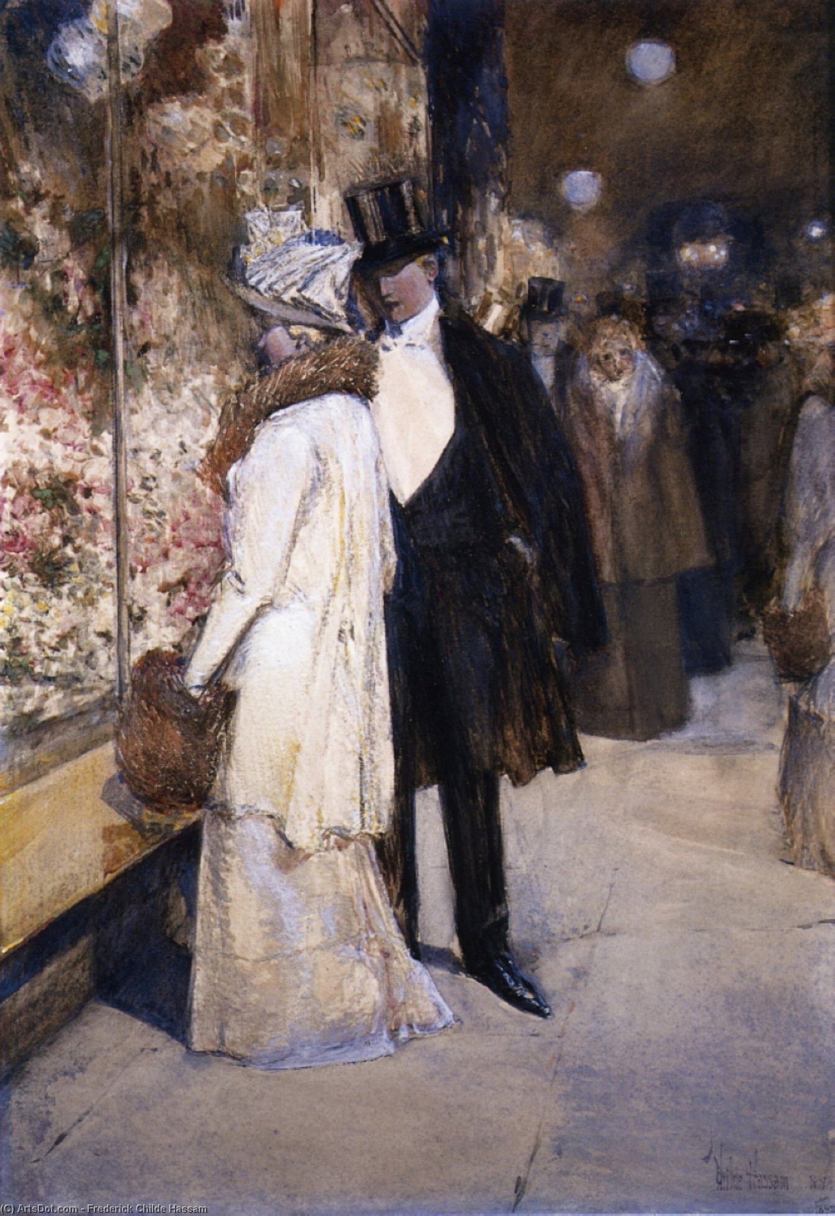 Wikioo.org - The Encyclopedia of Fine Arts - Painting, Artwork by Frederick Childe Hassam - A New Year's Nocturne, New York