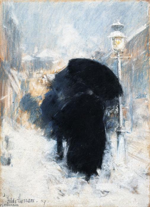 Wikioo.org - The Encyclopedia of Fine Arts - Painting, Artwork by Frederick Childe Hassam - A New York Blizzard