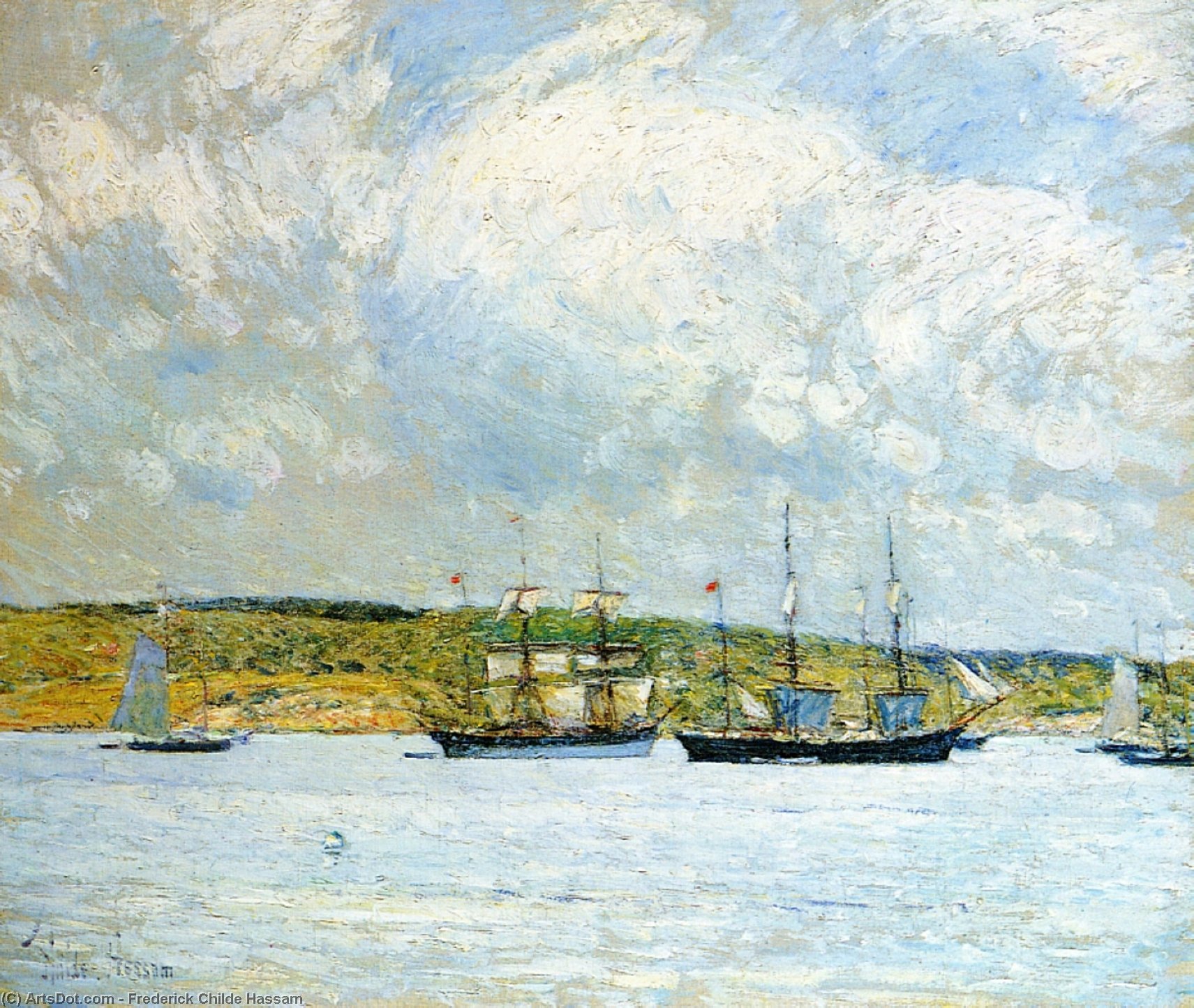 Wikioo.org - The Encyclopedia of Fine Arts - Painting, Artwork by Frederick Childe Hassam - A Parade of Boats
