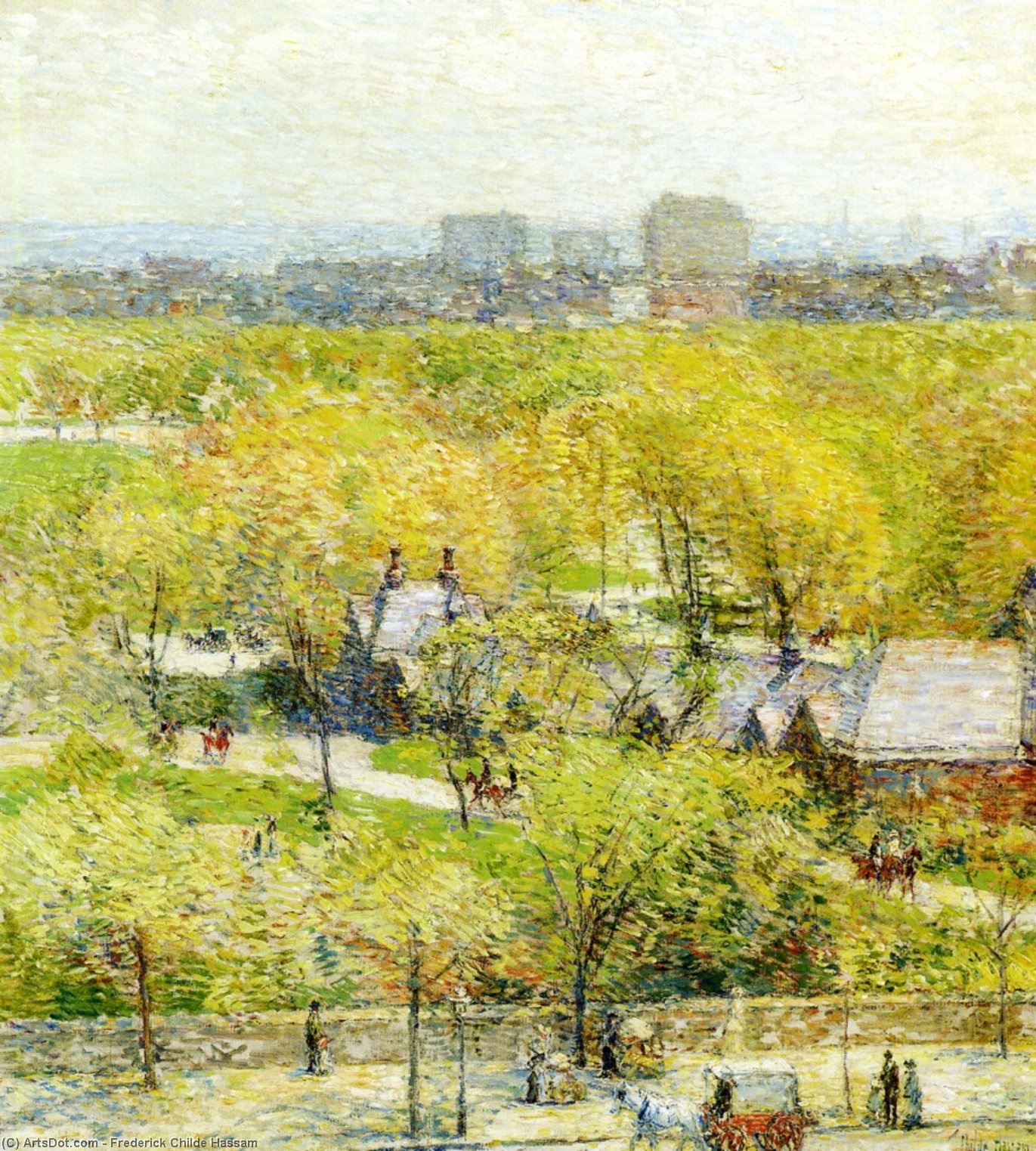 Wikioo.org - The Encyclopedia of Fine Arts - Painting, Artwork by Frederick Childe Hassam - Across the Park