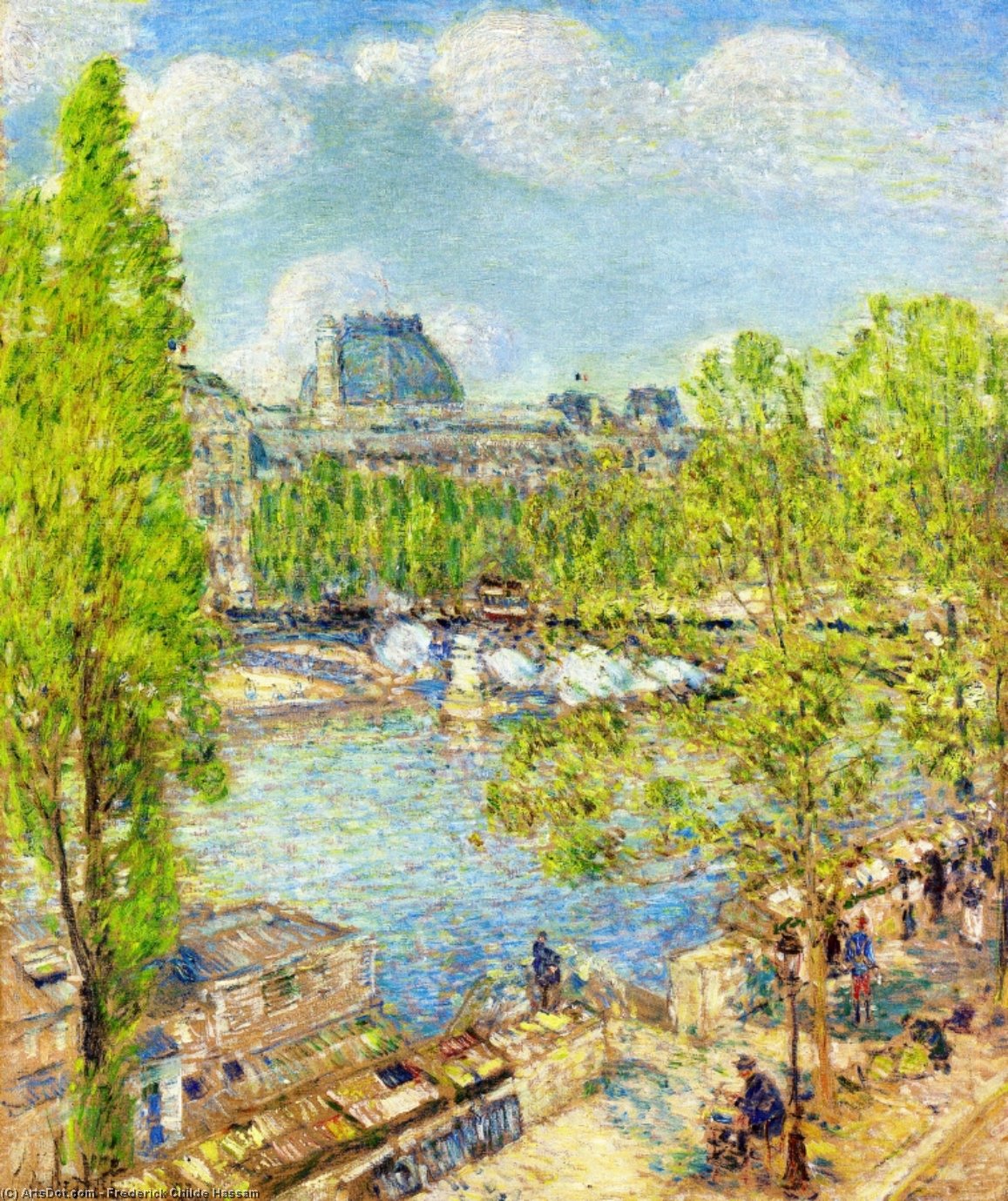 Wikioo.org - The Encyclopedia of Fine Arts - Painting, Artwork by Frederick Childe Hassam - April, Quai Voltaire, Paris