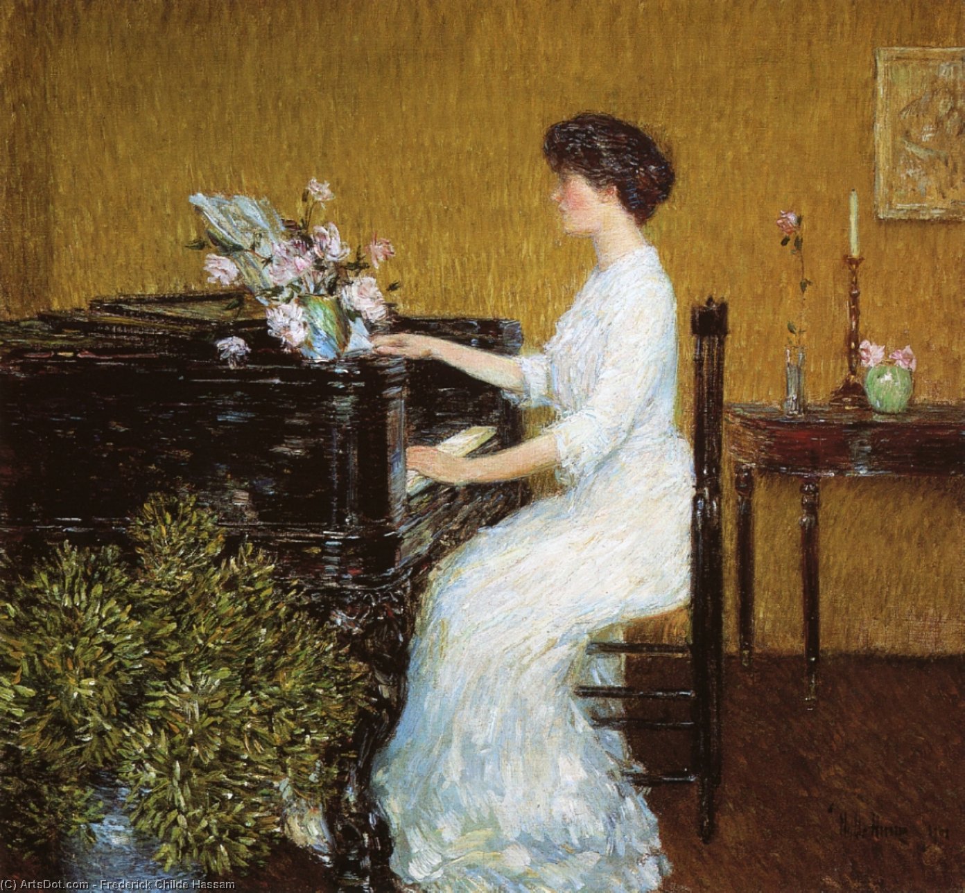 WikiOO.org – 美術百科全書 - 繪畫，作品 Frederick Childe Hassam - 在钢琴