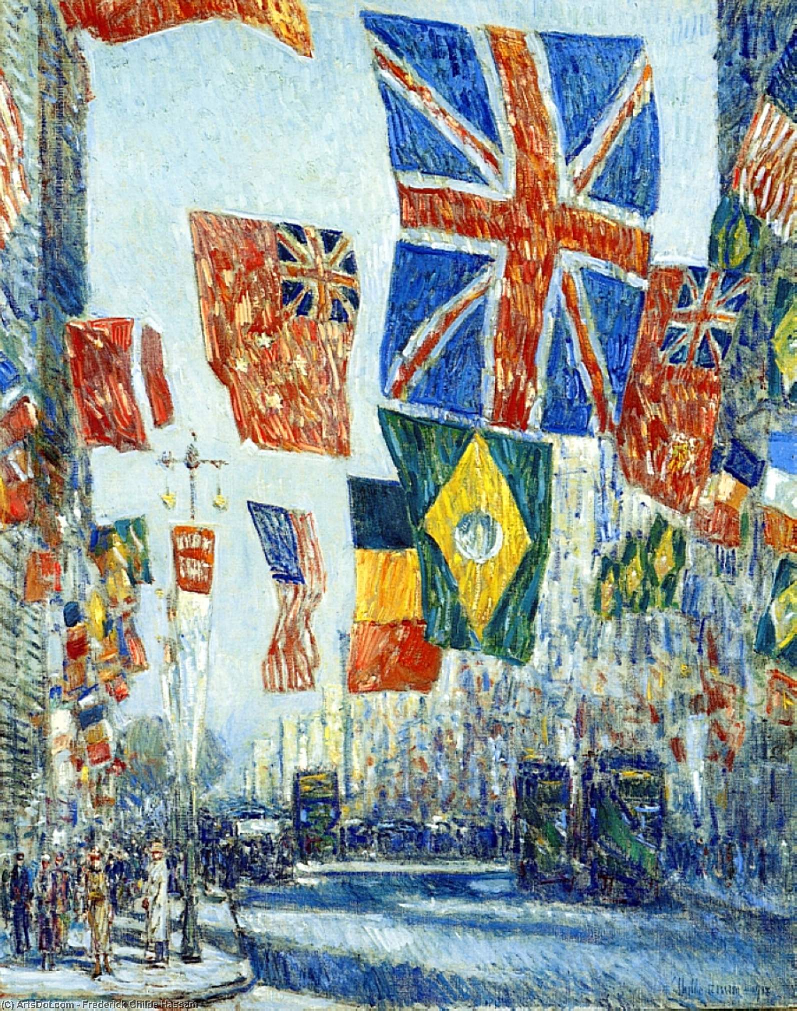 Wikioo.org – L'Encyclopédie des Beaux Arts - Peinture, Oeuvre de Frederick Childe Hassam - Avenue des Alliés grande  GrandeBretagne  1918