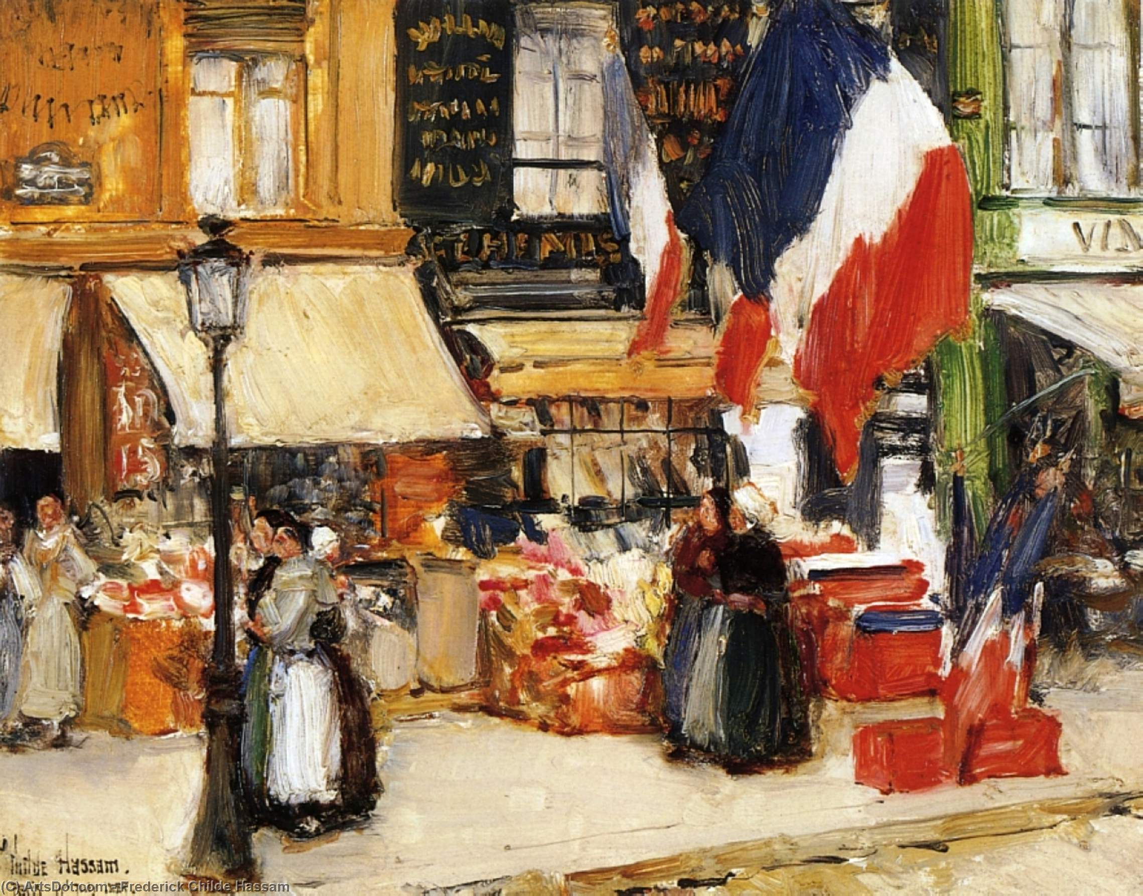 Wikioo.org - The Encyclopedia of Fine Arts - Painting, Artwork by Frederick Childe Hassam - Bastille Day, Boulevard Rochechouart, Paris