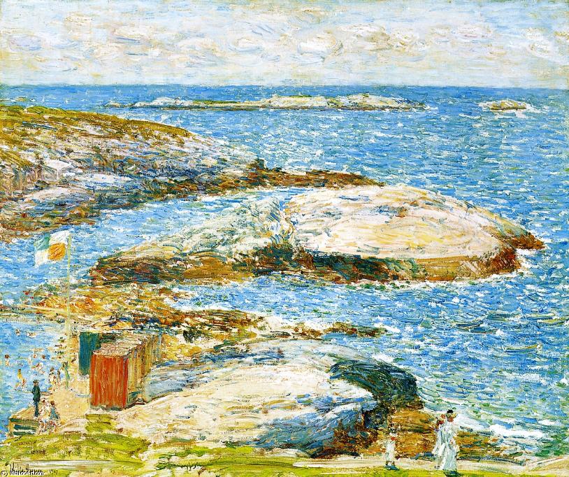 Wikioo.org - The Encyclopedia of Fine Arts - Painting, Artwork by Frederick Childe Hassam - Bathing Pool, Appledore