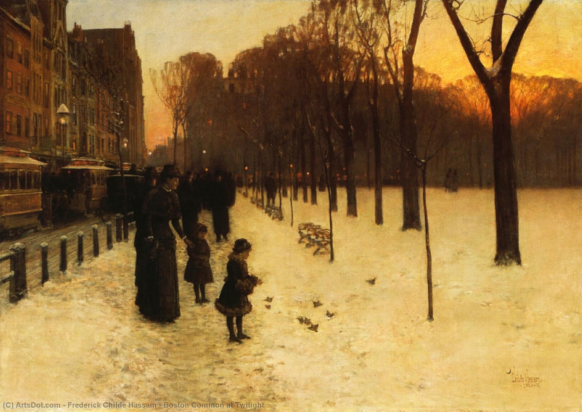 Wikioo.org - The Encyclopedia of Fine Arts - Painting, Artwork by Frederick Childe Hassam - Boston Common at Twilight