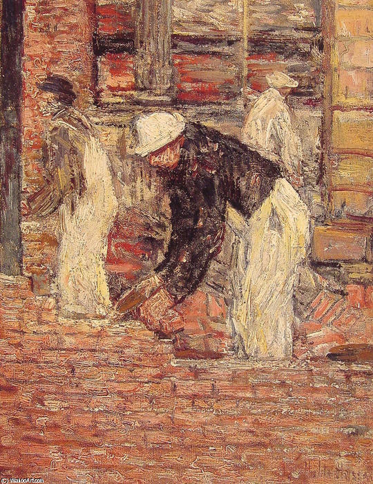 Wikioo.org - The Encyclopedia of Fine Arts - Painting, Artwork by Frederick Childe Hassam - Bricklayers