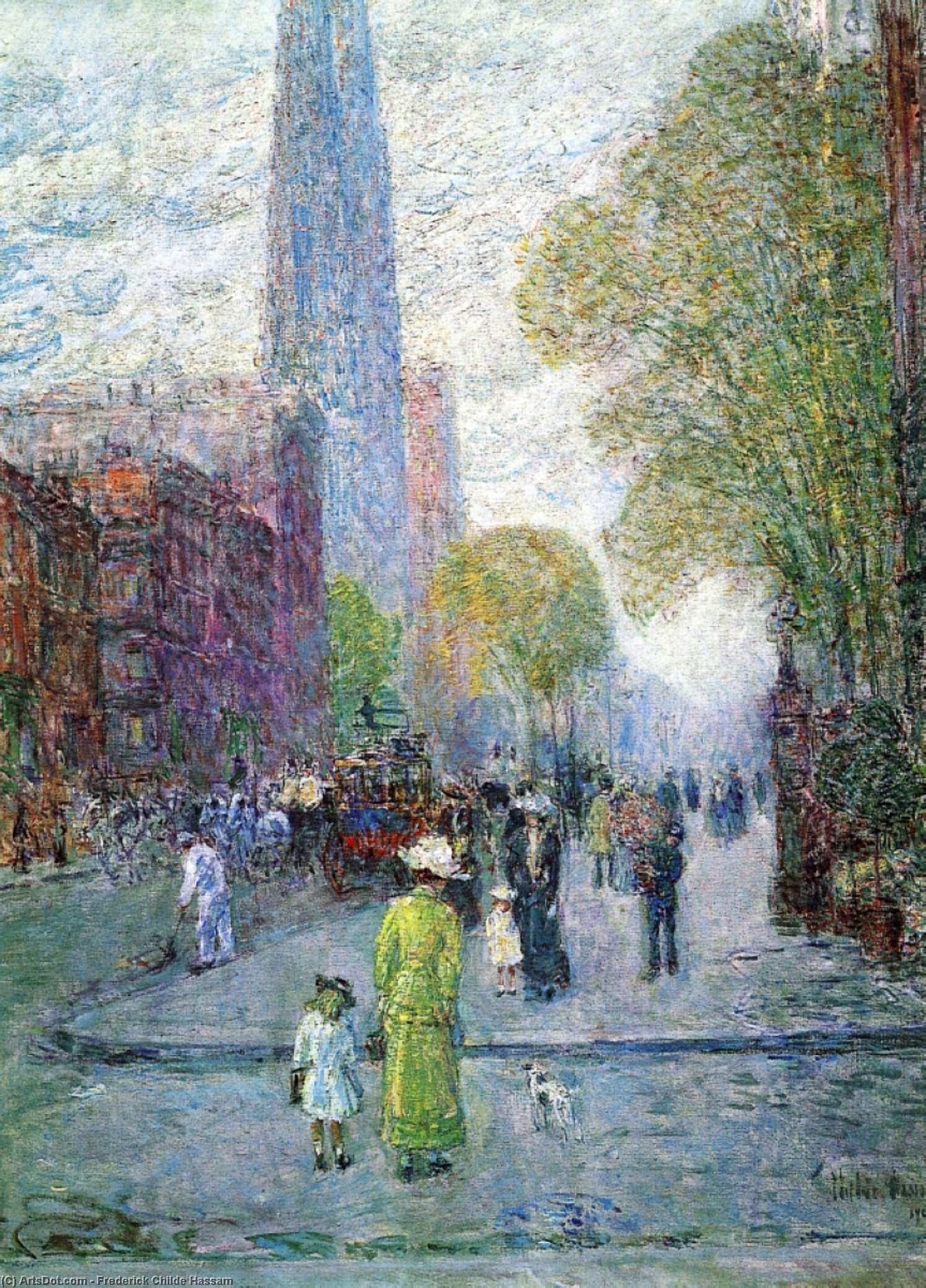 Wikioo.org - The Encyclopedia of Fine Arts - Painting, Artwork by Frederick Childe Hassam - Cathedral Spires, Spring Morning