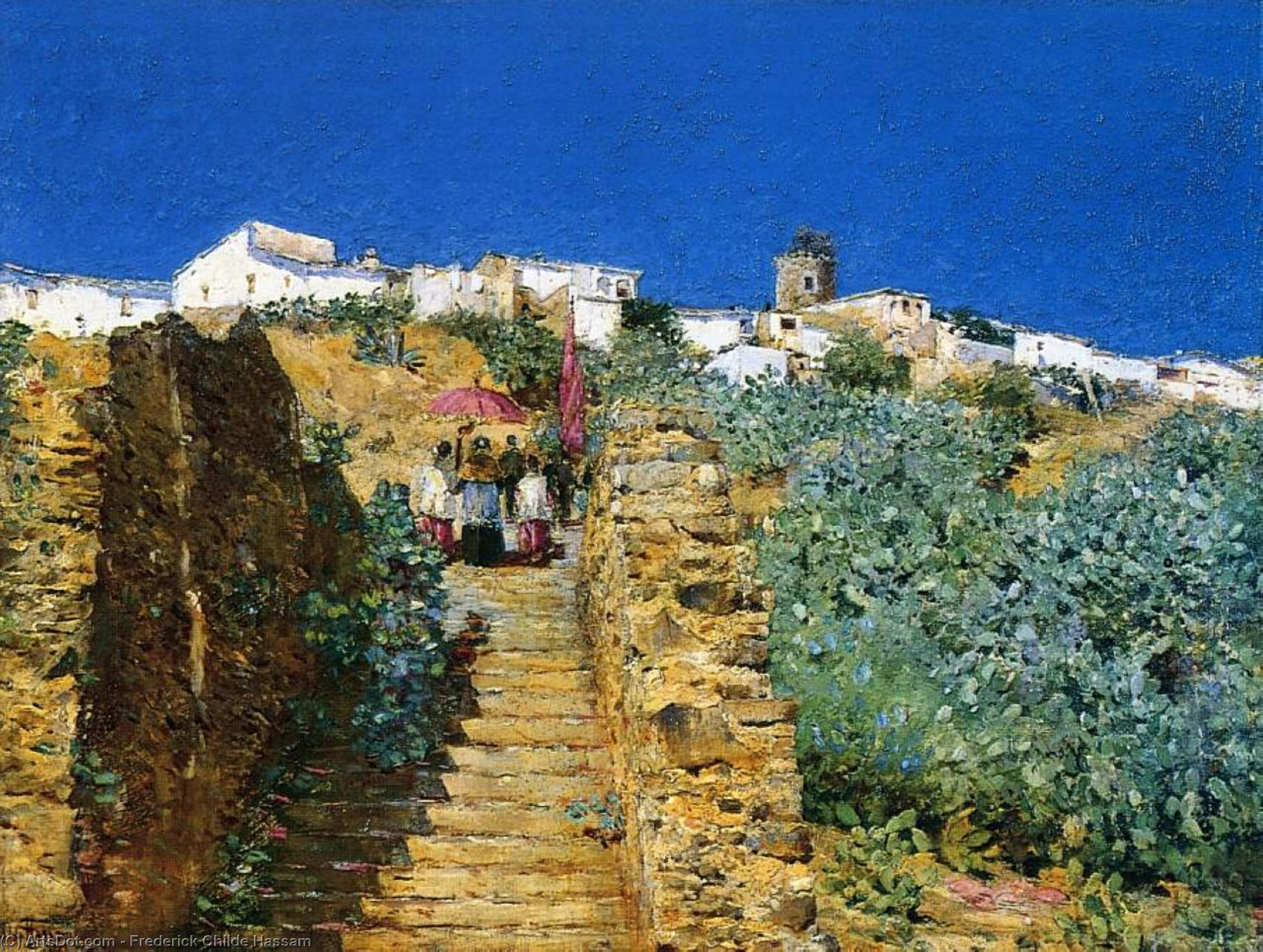Wikioo.org - The Encyclopedia of Fine Arts - Painting, Artwork by Frederick Childe Hassam - Church Procession, Spanish Steps
