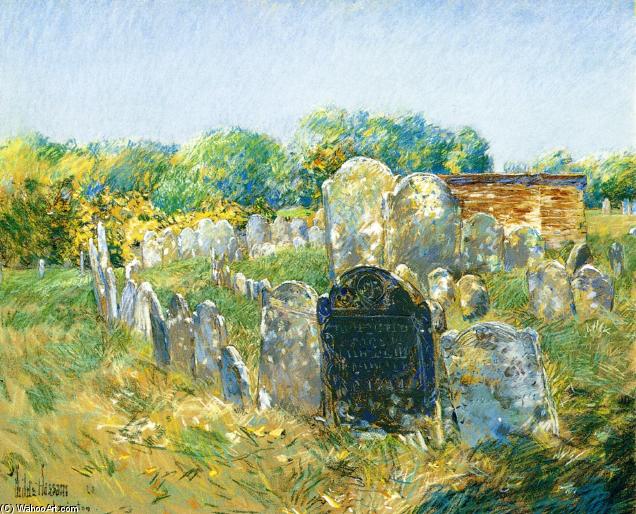 Wikoo.org - موسوعة الفنون الجميلة - اللوحة، العمل الفني Frederick Childe Hassam - Colonial Graveyard at Lexington