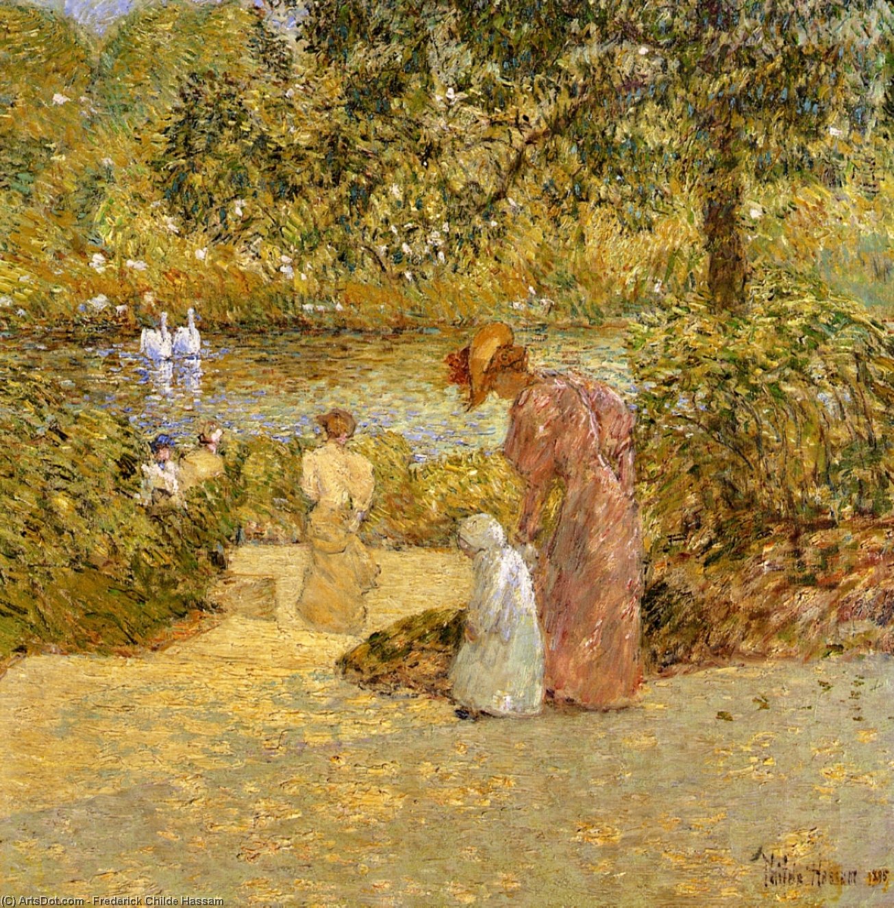 Wikioo.org - The Encyclopedia of Fine Arts - Painting, Artwork by Frederick Childe Hassam - Descending the Steps, Central Park