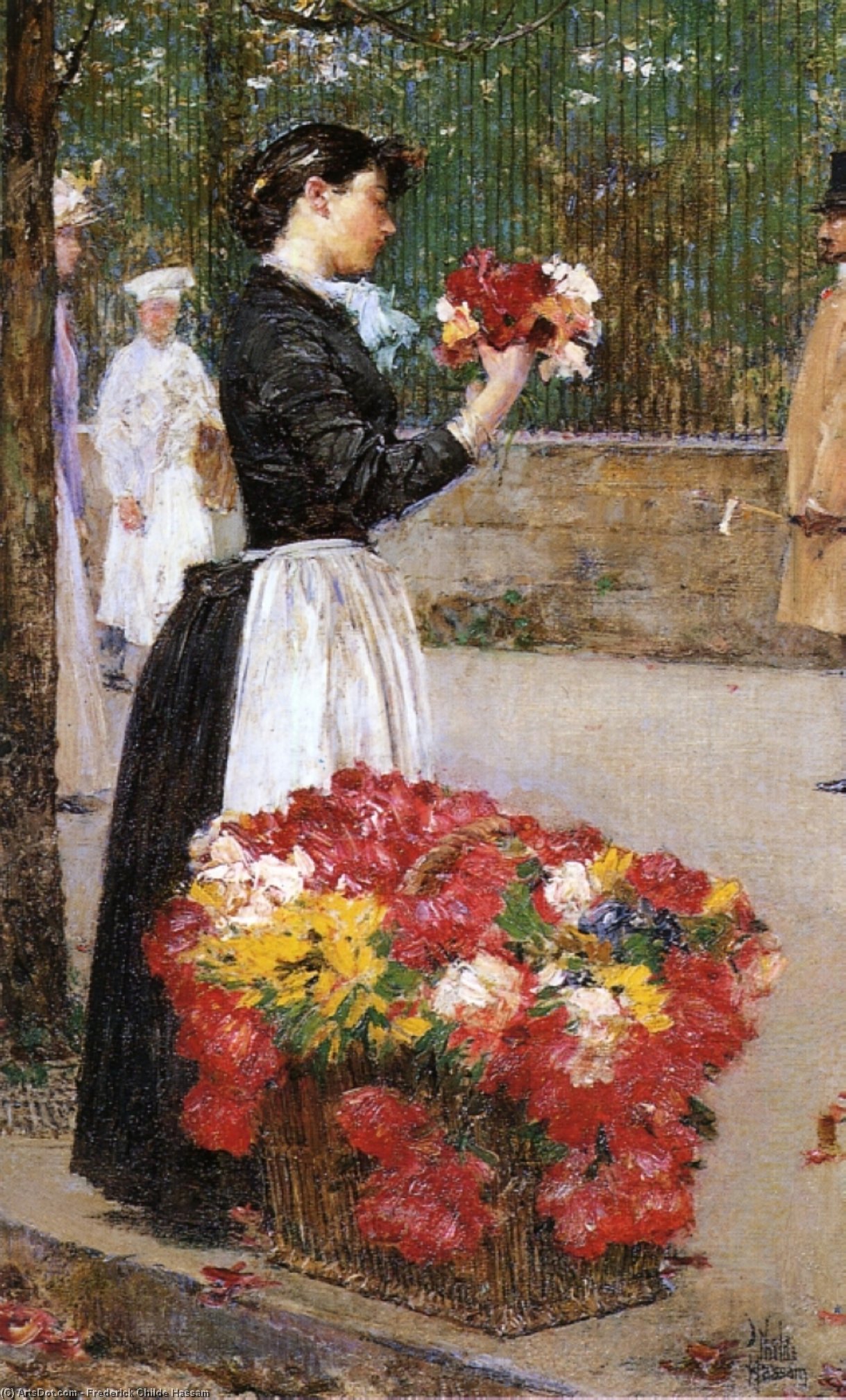Wikioo.org - The Encyclopedia of Fine Arts - Painting, Artwork by Frederick Childe Hassam - Flower Girl