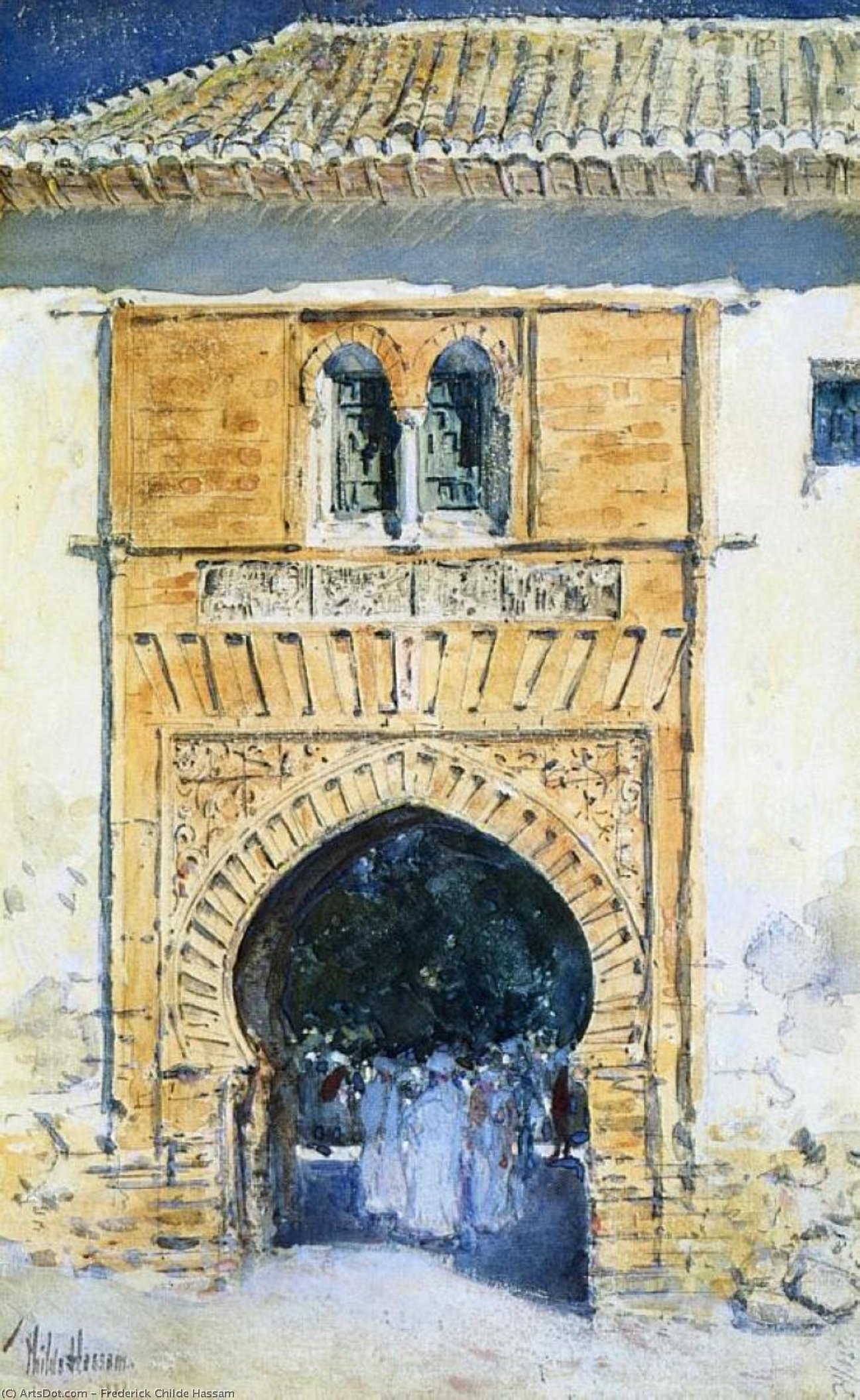 Wikioo.org - The Encyclopedia of Fine Arts - Painting, Artwork by Frederick Childe Hassam - Gate of The Alhambra