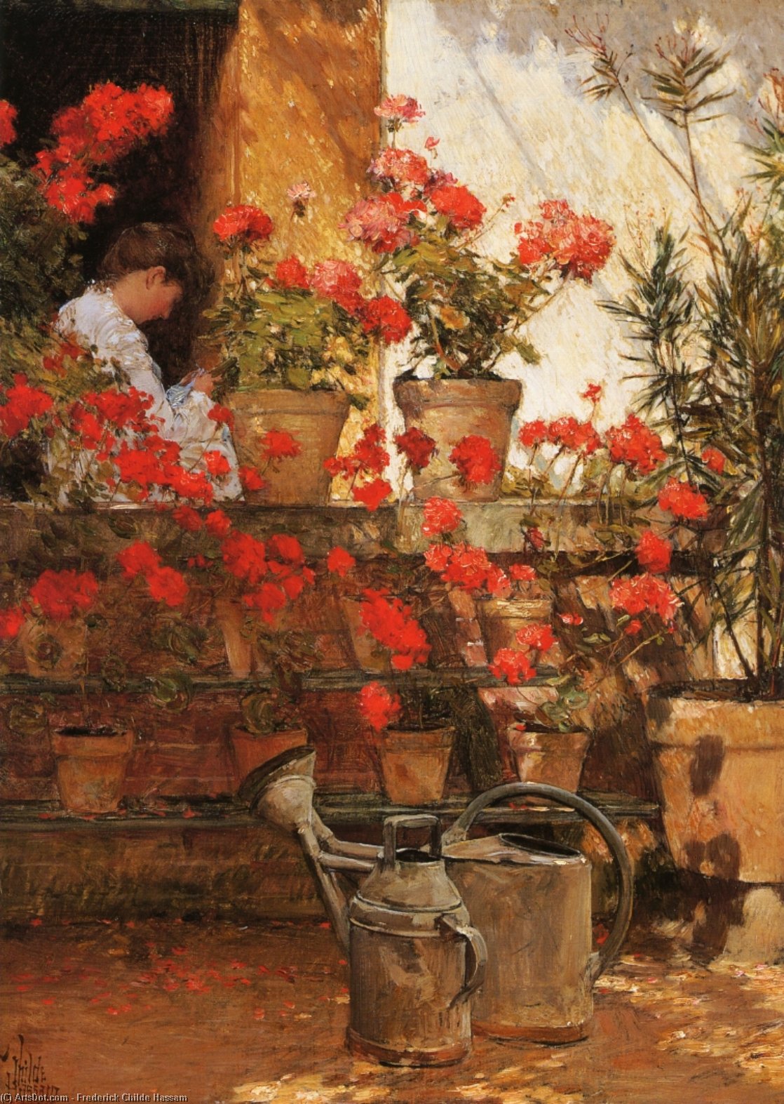 Wikioo.org - The Encyclopedia of Fine Arts - Painting, Artwork by Frederick Childe Hassam - Geraniums