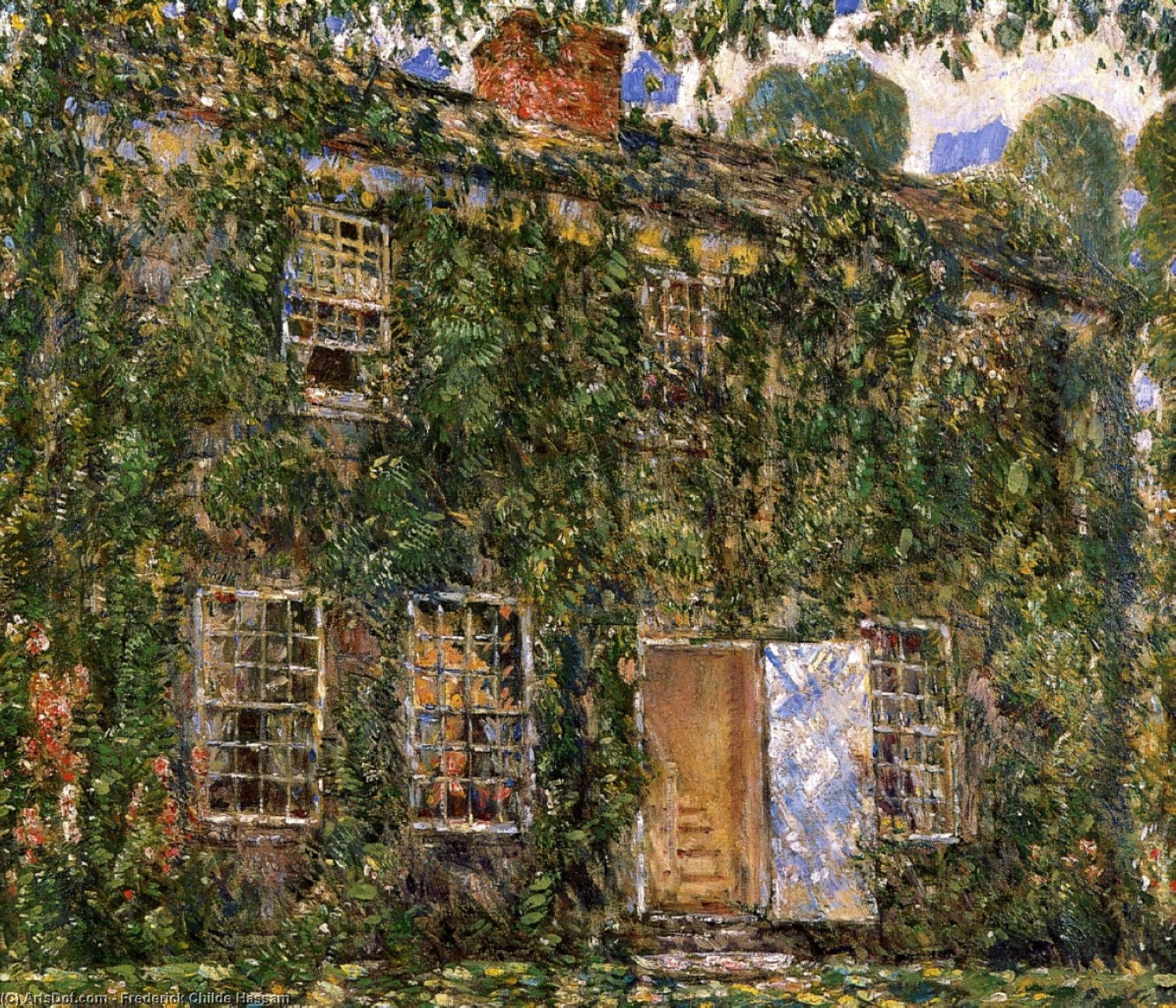 Wikioo.org - The Encyclopedia of Fine Arts - Painting, Artwork by Frederick Childe Hassam - Home Sweet Home Cottage, East Hampton