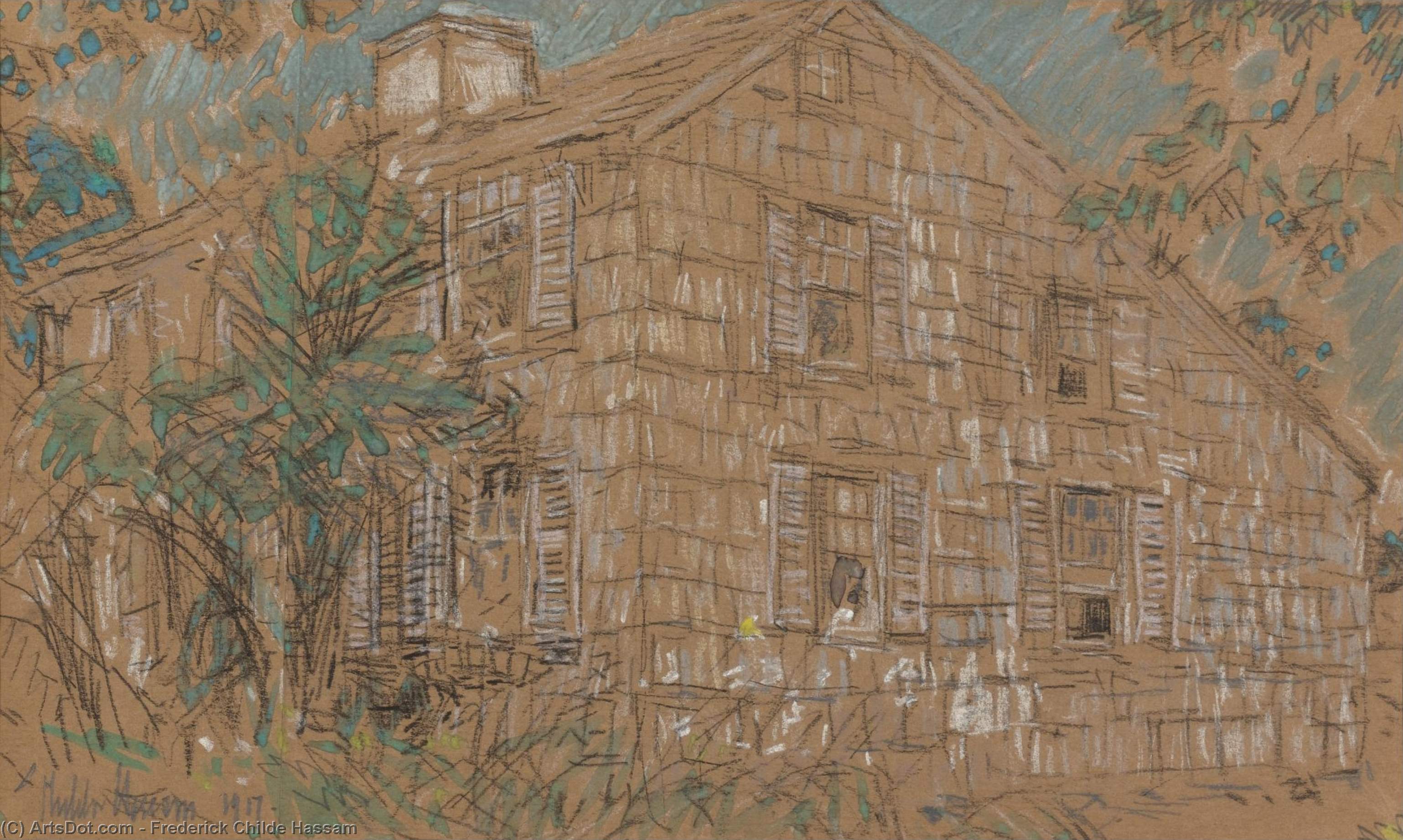 WikiOO.org - Encyclopedia of Fine Arts - Schilderen, Artwork Frederick Childe Hassam - Home Sweet Home Cottage
