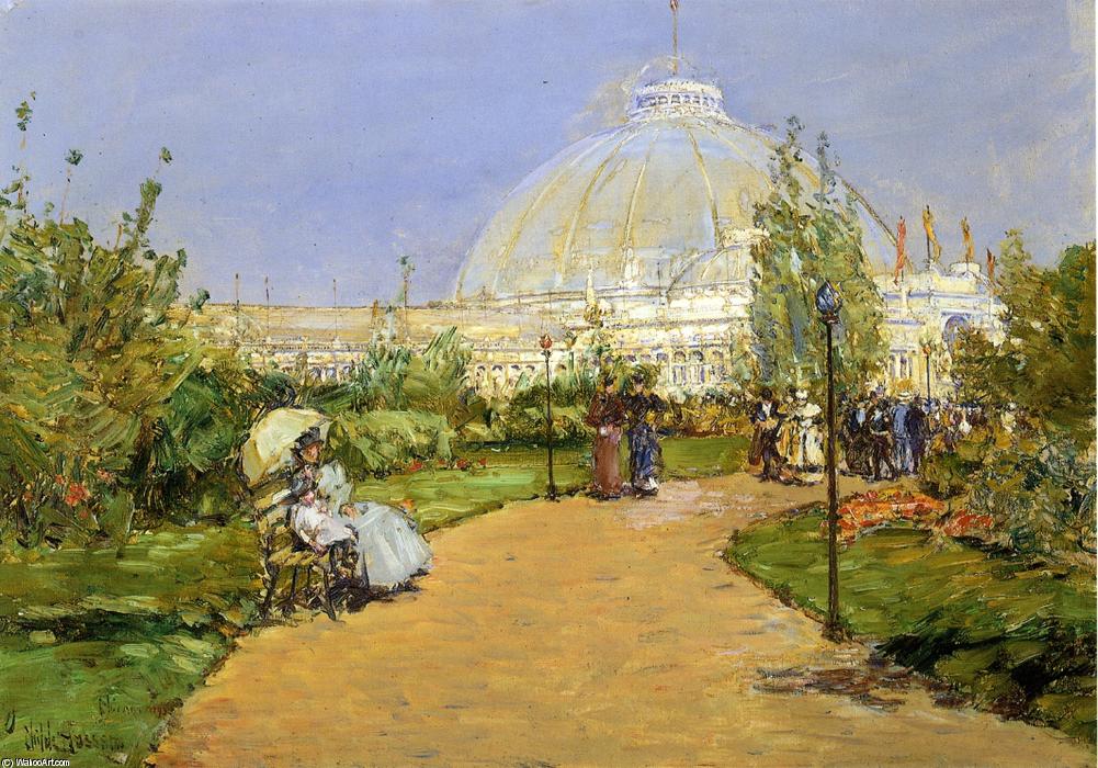 Wikioo.org - The Encyclopedia of Fine Arts - Painting, Artwork by Frederick Childe Hassam - Horticultural Building, World's Columbian Exposition, Chicago