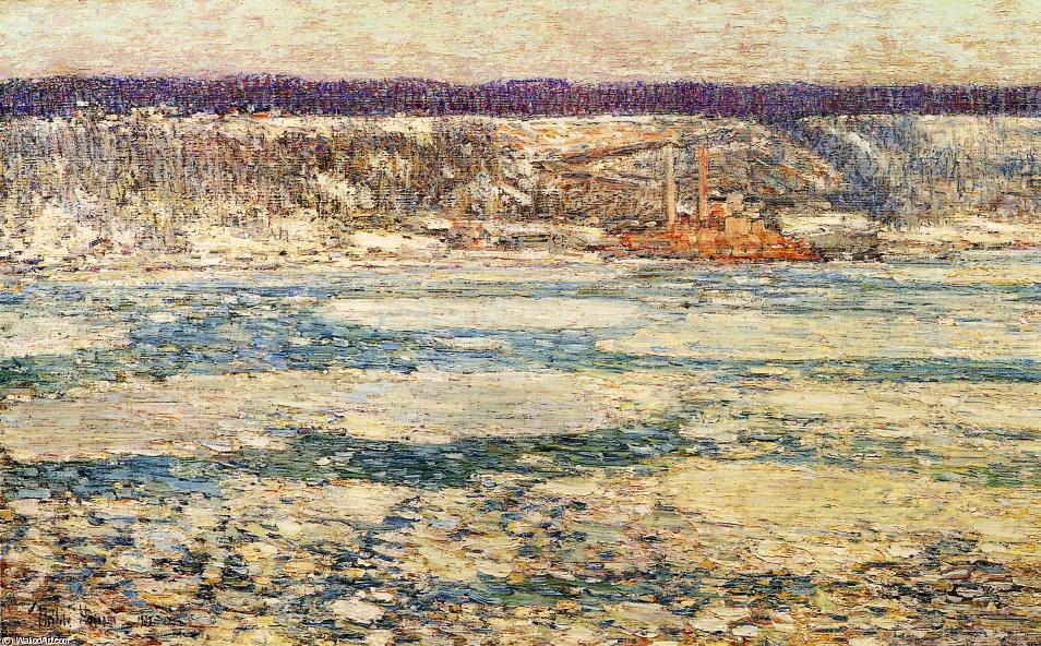 WikiOO.org - Енциклопедия за изящни изкуства - Живопис, Произведения на изкуството Frederick Childe Hassam - Ice on the Hudson