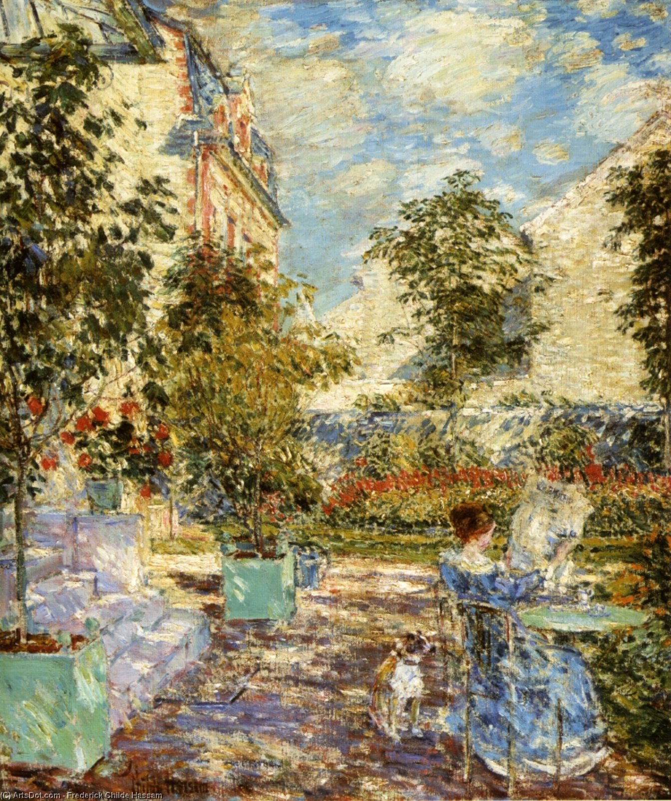 Wikioo.org – L'Encyclopédie des Beaux Arts - Peinture, Oeuvre de Frederick Childe Hassam - dans un français jardin
