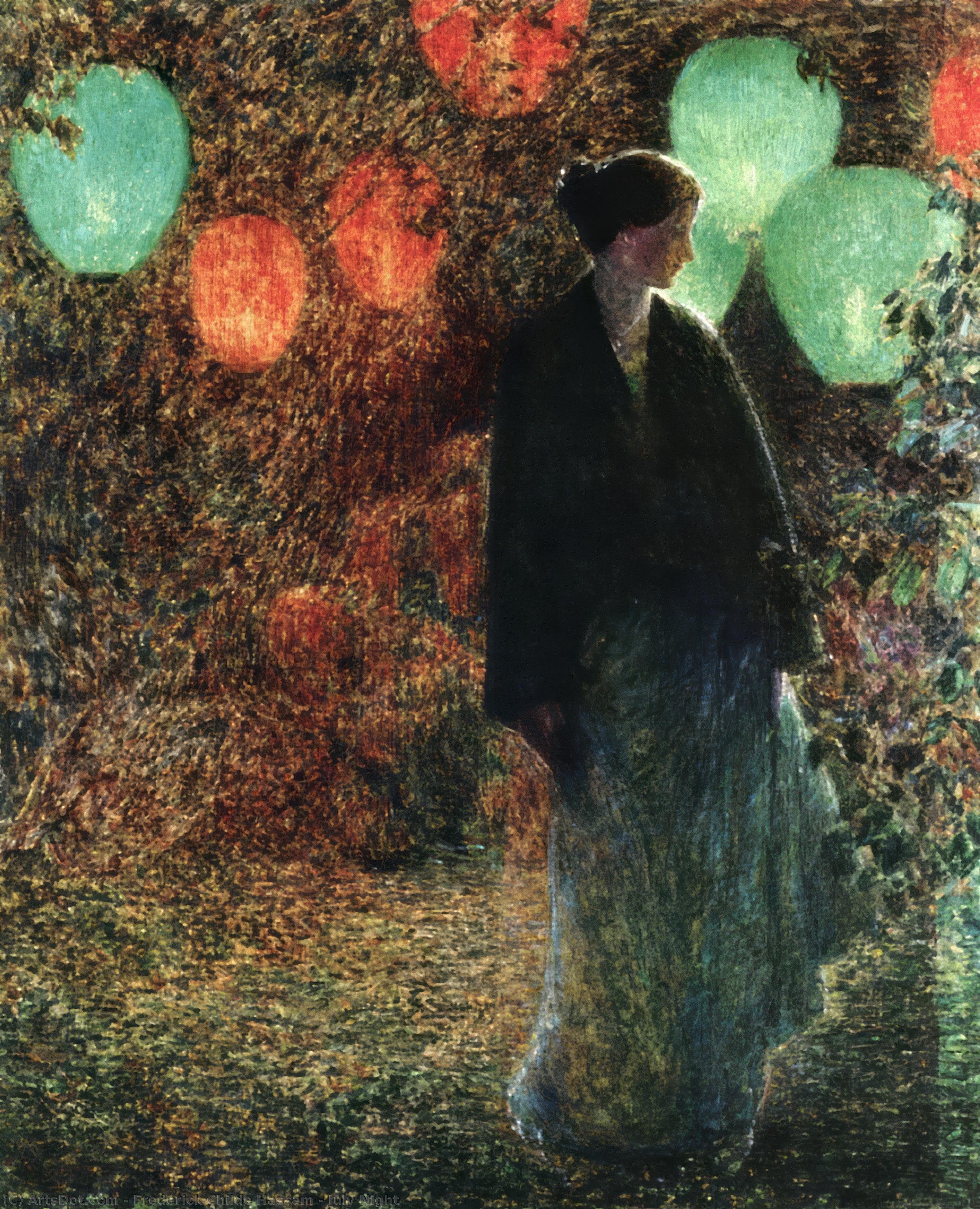 Wikioo.org - The Encyclopedia of Fine Arts - Painting, Artwork by Frederick Childe Hassam - July Night