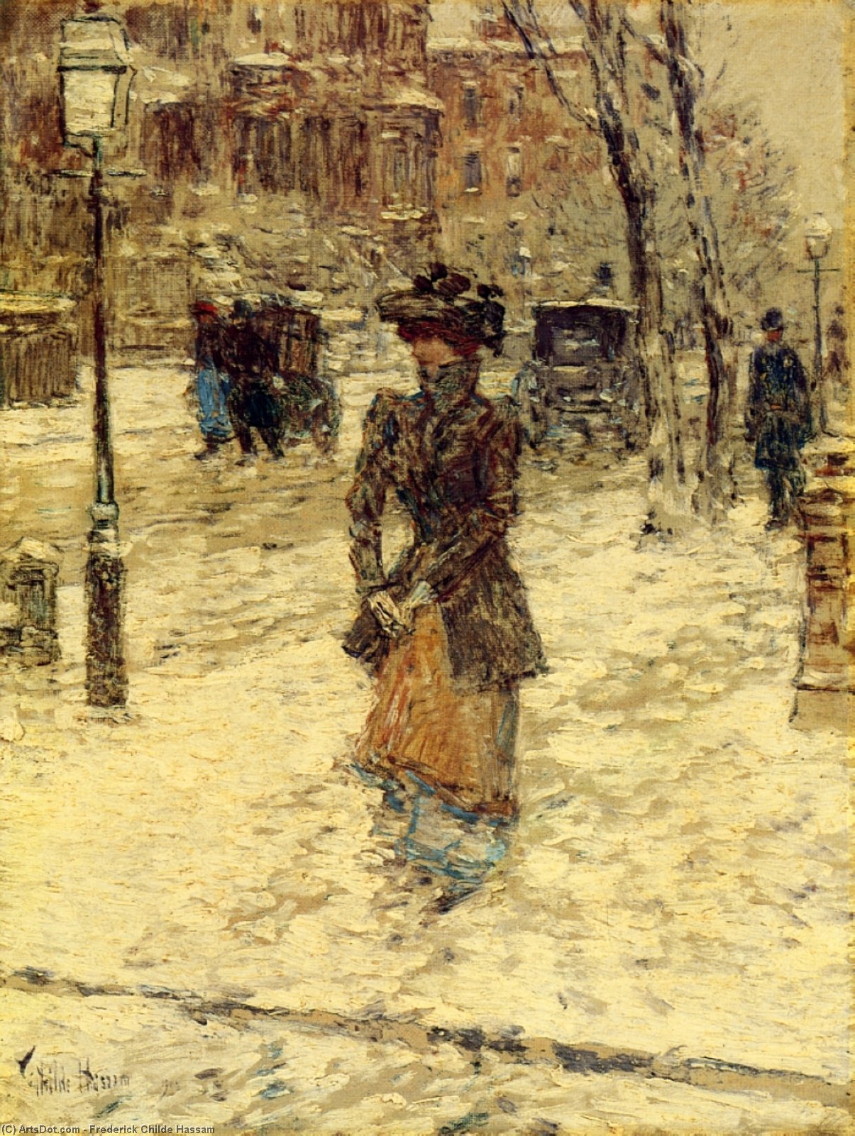 Wikioo.org – L'Encyclopédie des Beaux Arts - Peinture, Oeuvre de Frederick Childe Hassam - Lady Marcher sur la Cinquième Avenue