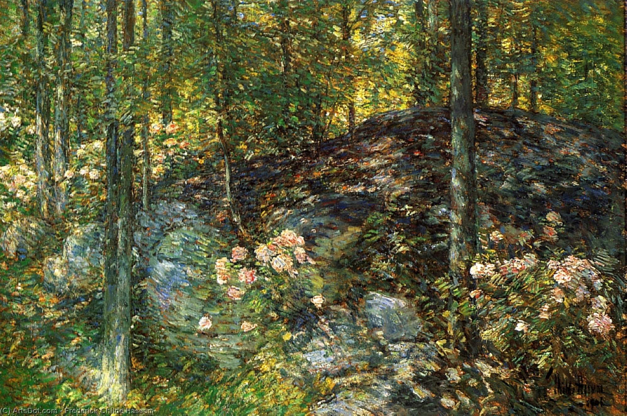 Wikioo.org - The Encyclopedia of Fine Arts - Painting, Artwork by Frederick Childe Hassam - Laurel on the Ledges