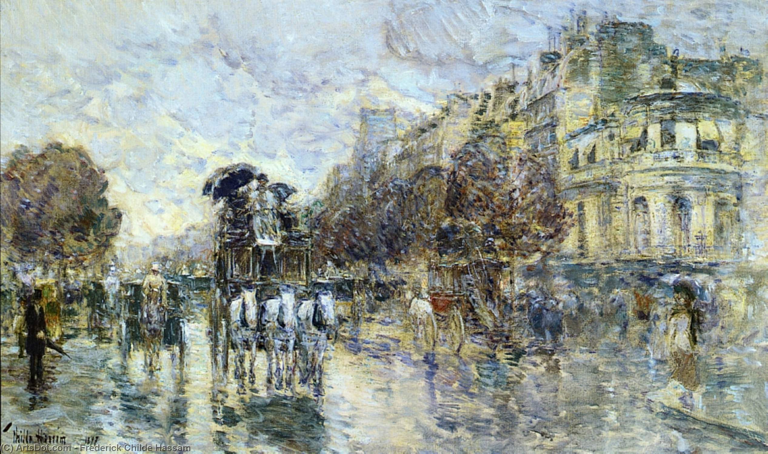 Wikioo.org - The Encyclopedia of Fine Arts - Painting, Artwork by Frederick Childe Hassam - Les Grands Boulevards, Paris