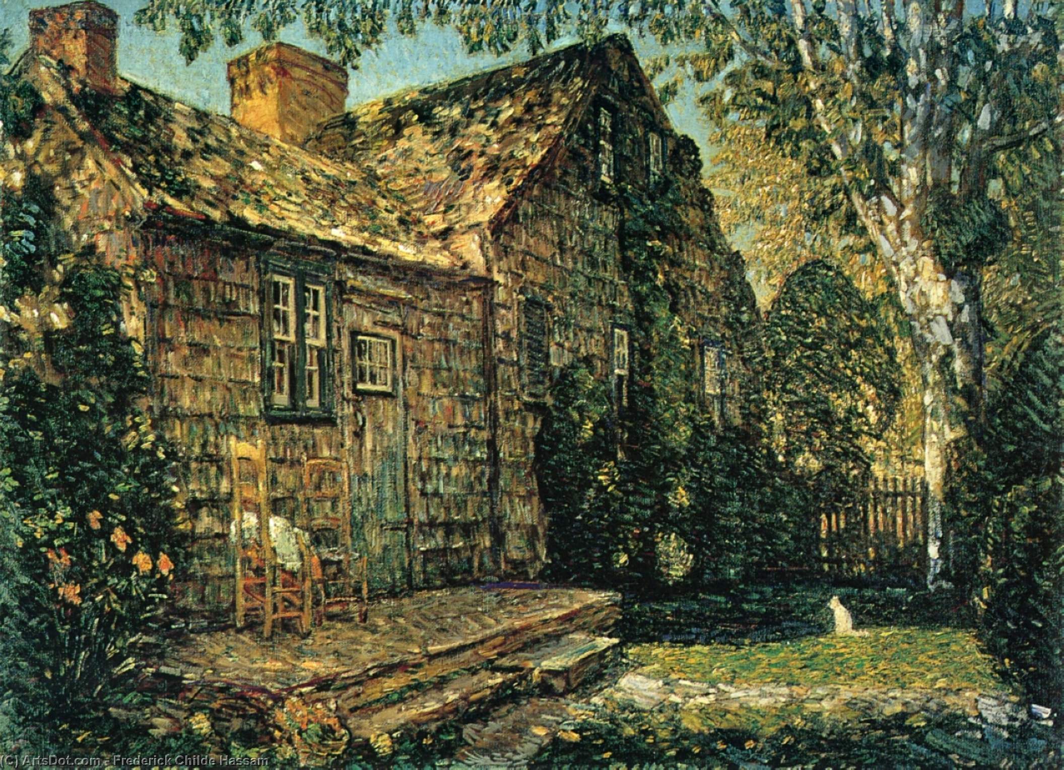 Wikioo.org - Encyklopedia Sztuk Pięknych - Malarstwo, Grafika Frederick Childe Hassam - Little Old Cottage, Egypt Lane, East Hampton