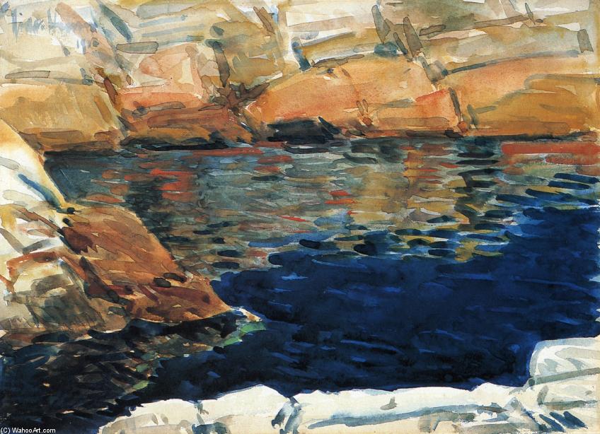 Wikioo.org - The Encyclopedia of Fine Arts - Painting, Artwork by Frederick Childe Hassam - Looking into Beryl Pool