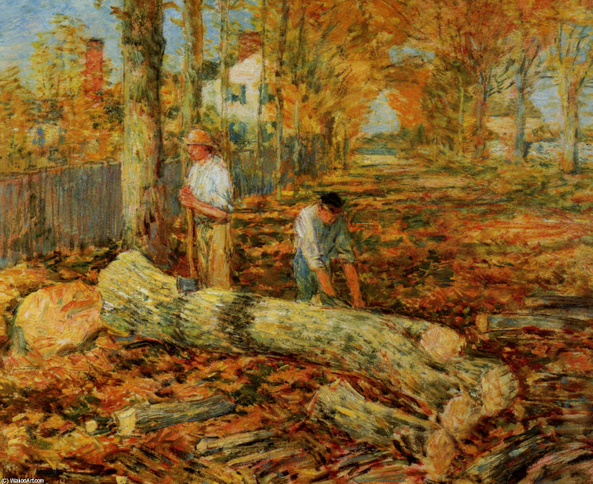 Wikioo.org - The Encyclopedia of Fine Arts - Painting, Artwork by Frederick Childe Hassam - Lumbering
