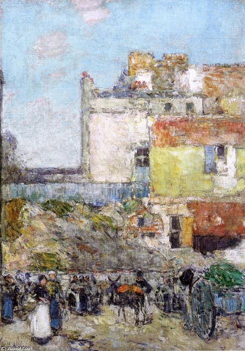 Wikioo.org - The Encyclopedia of Fine Arts - Painting, Artwork by Frederick Childe Hassam - Marché, St. Pierre, Montmartre
