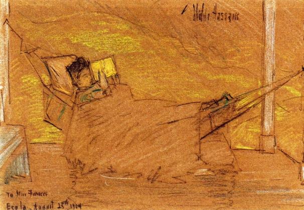 WikiOO.org - Encyclopedia of Fine Arts - Maleri, Artwork Frederick Childe Hassam - Miss Frances Lewis in a Hammok