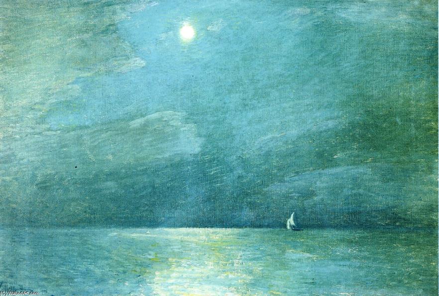 Wikioo.org - The Encyclopedia of Fine Arts - Painting, Artwork by Frederick Childe Hassam - Moonlight on the Sound