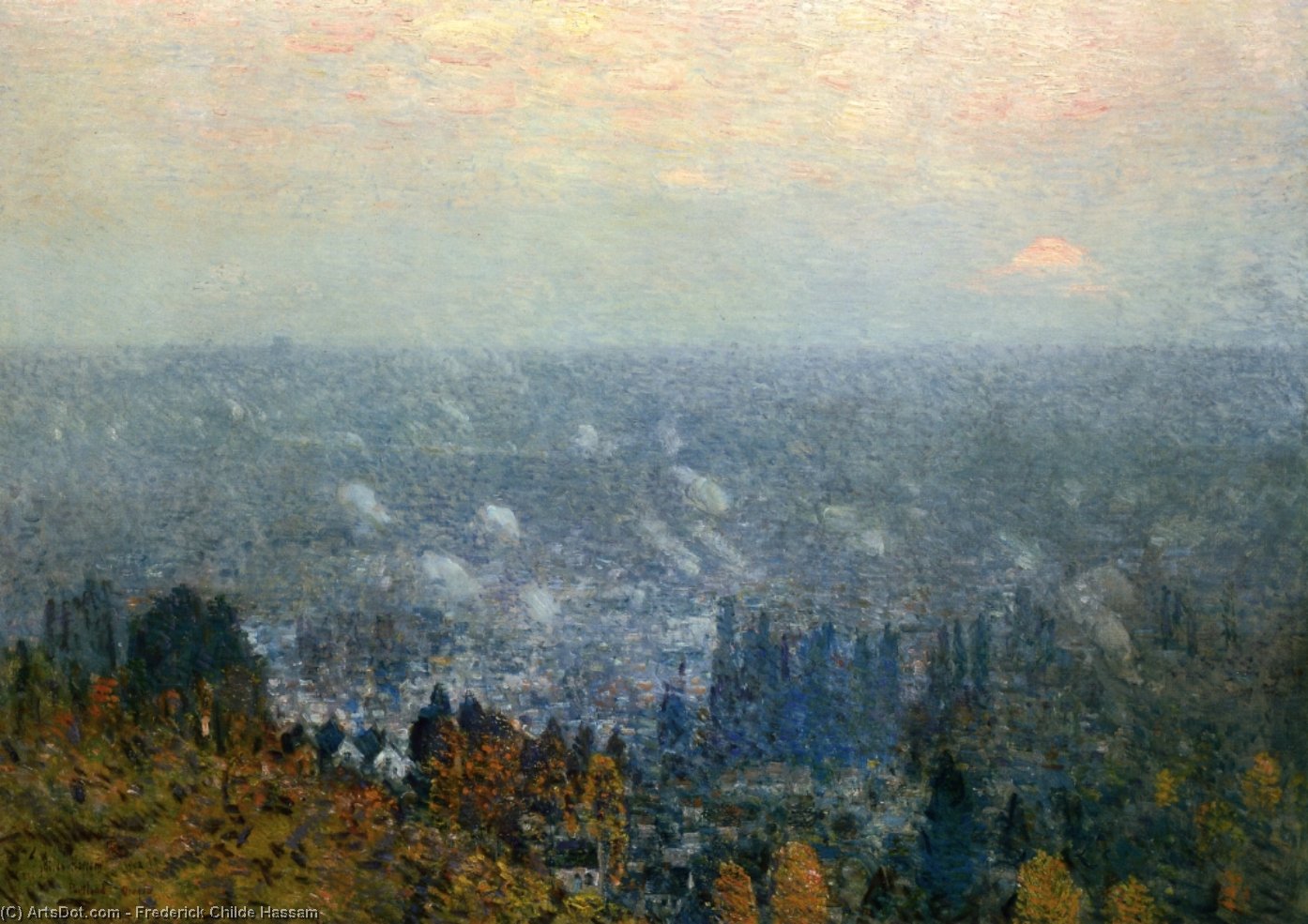 WikiOO.org - Encyclopedia of Fine Arts - Lukisan, Artwork Frederick Childe Hassam - Mount Hood and the Valley of the Willamette