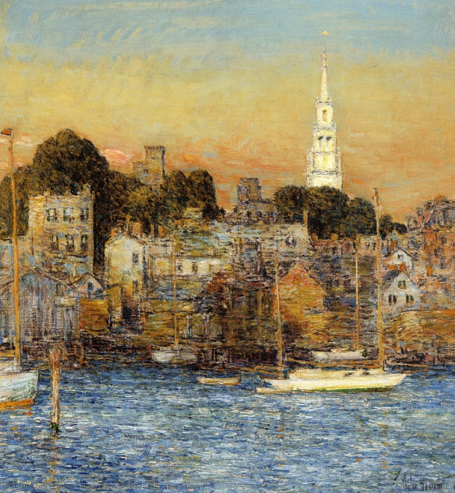 Wikioo.org - The Encyclopedia of Fine Arts - Painting, Artwork by Frederick Childe Hassam - Newport, October Sundown