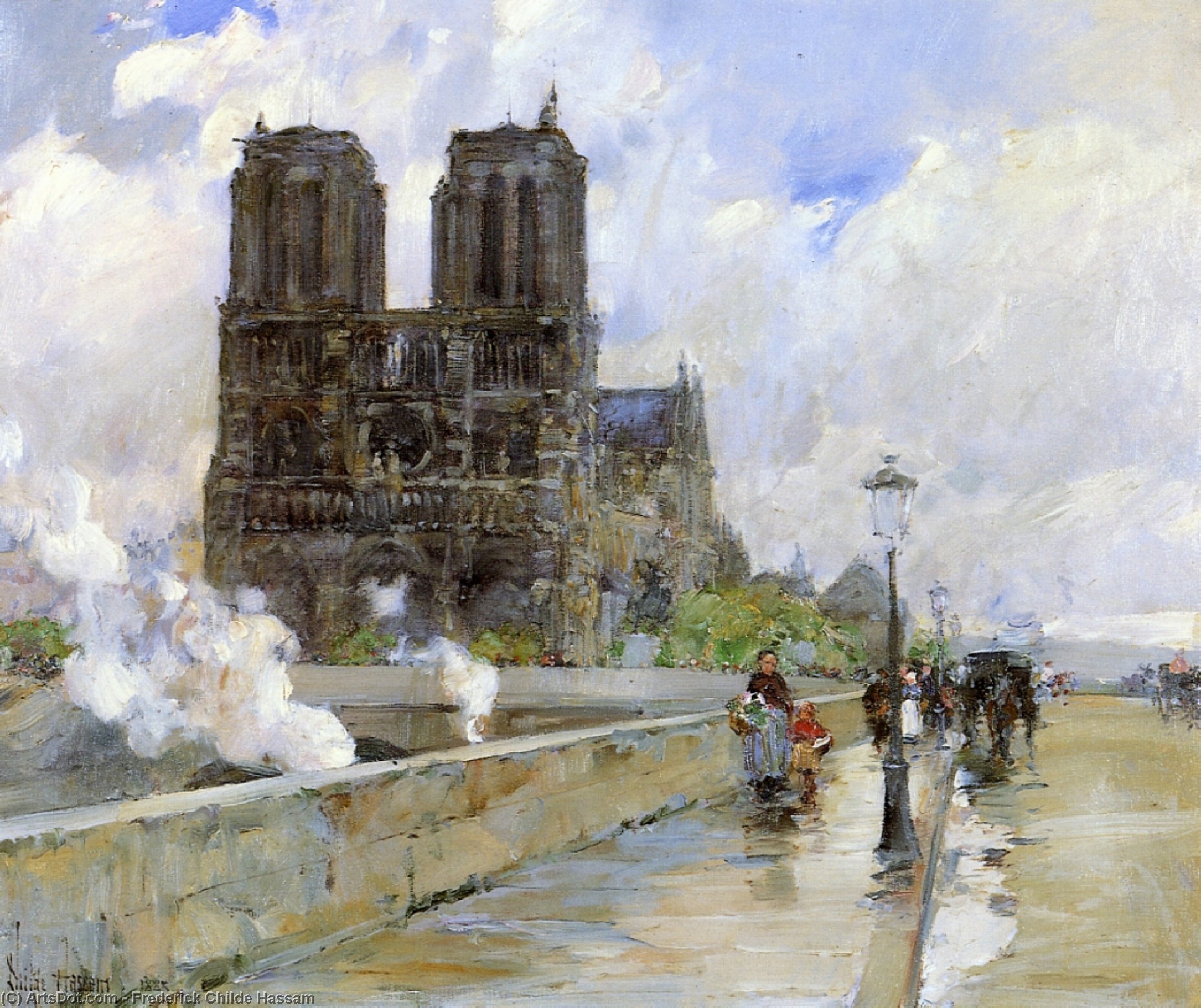 Wikioo.org - The Encyclopedia of Fine Arts - Painting, Artwork by Frederick Childe Hassam - Notre Dame Cathedral, Paris, 1888
