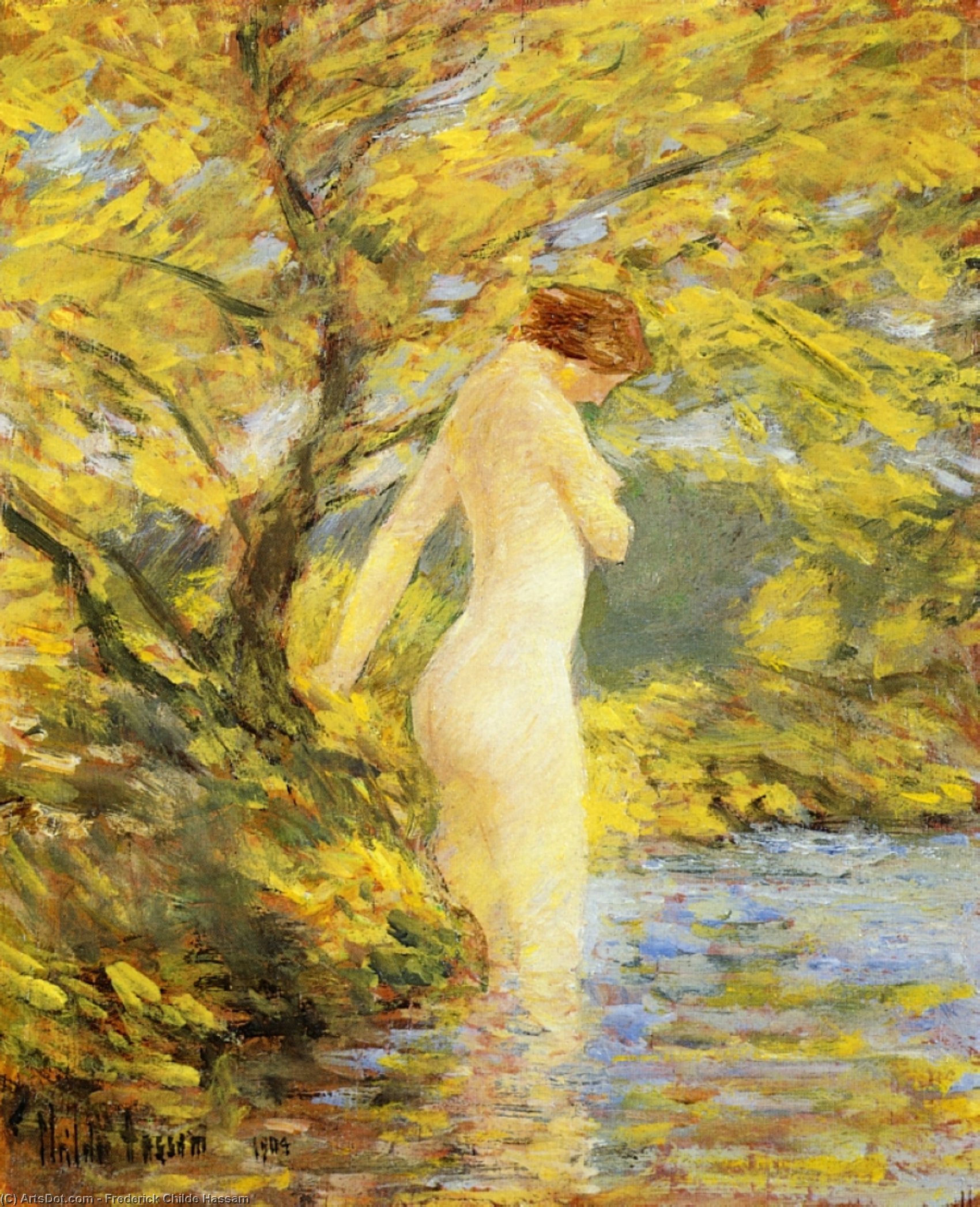 Wikioo.org - The Encyclopedia of Fine Arts - Painting, Artwork by Frederick Childe Hassam - Numph Bathing
