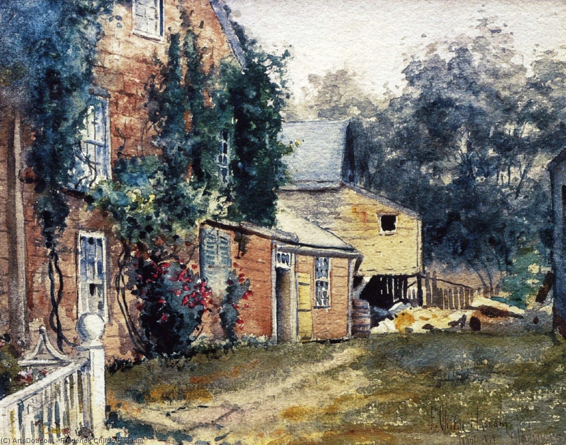 WikiOO.org - Εγκυκλοπαίδεια Καλών Τεχνών - Ζωγραφική, έργα τέχνης Frederick Childe Hassam - Old House, Nantucket