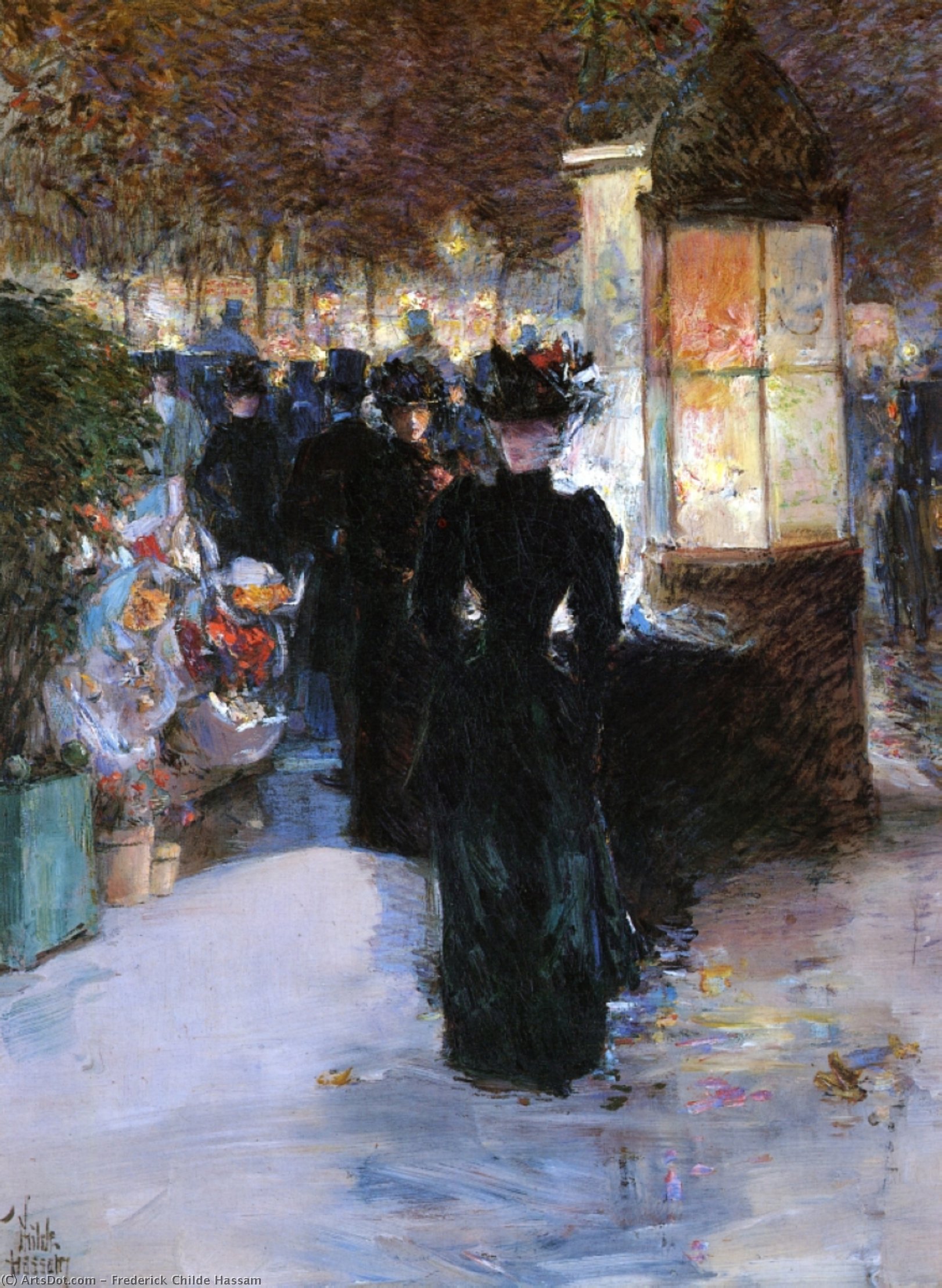 Wikioo.org - The Encyclopedia of Fine Arts - Painting, Artwork by Frederick Childe Hassam - Paris Nocturne