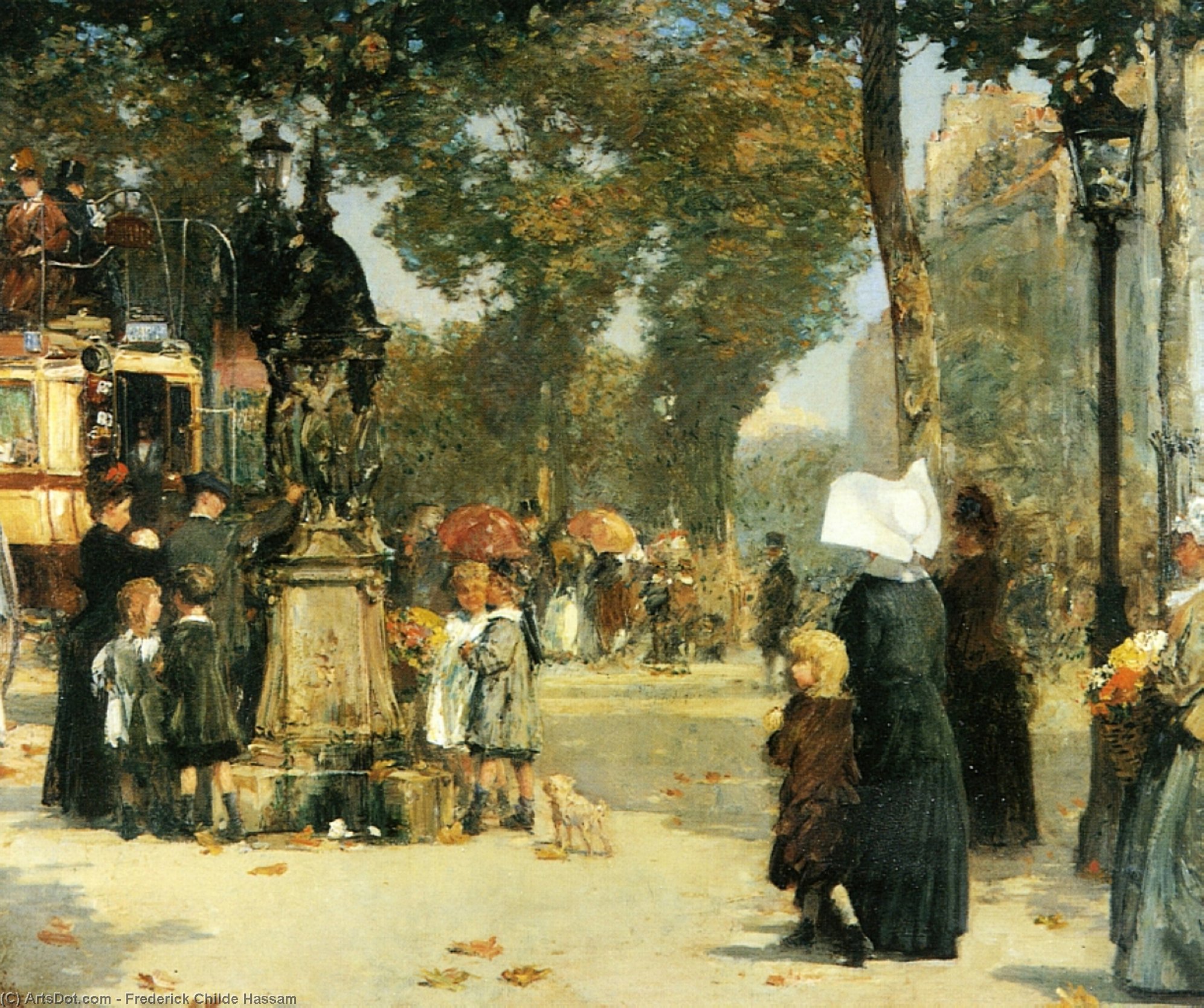 Wikioo.org - The Encyclopedia of Fine Arts - Painting, Artwork by Frederick Childe Hassam - Paris Street Scene 1