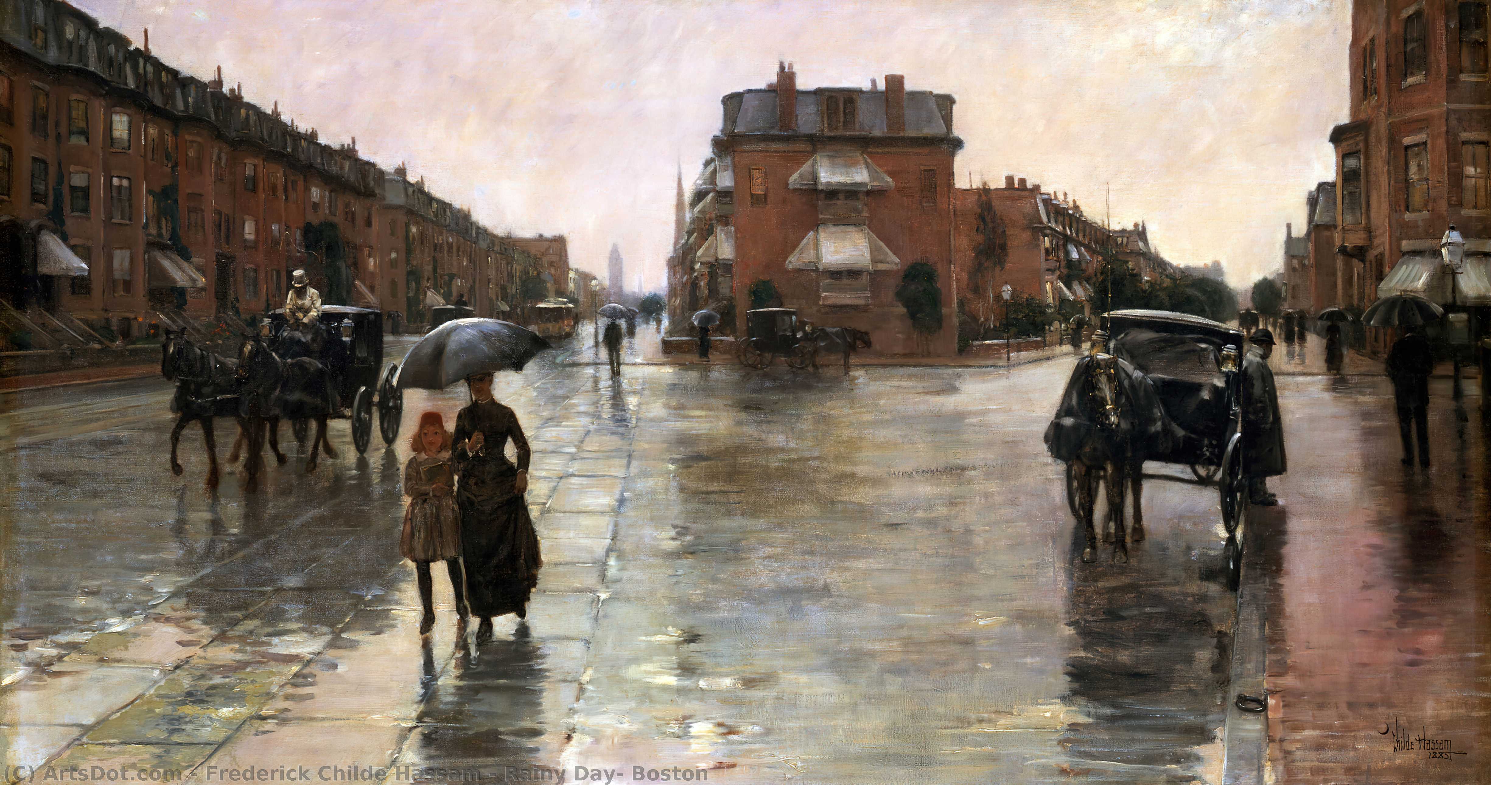WikiOO.org - Encyclopedia of Fine Arts - Maleri, Artwork Frederick Childe Hassam - Rainy Day, Boston