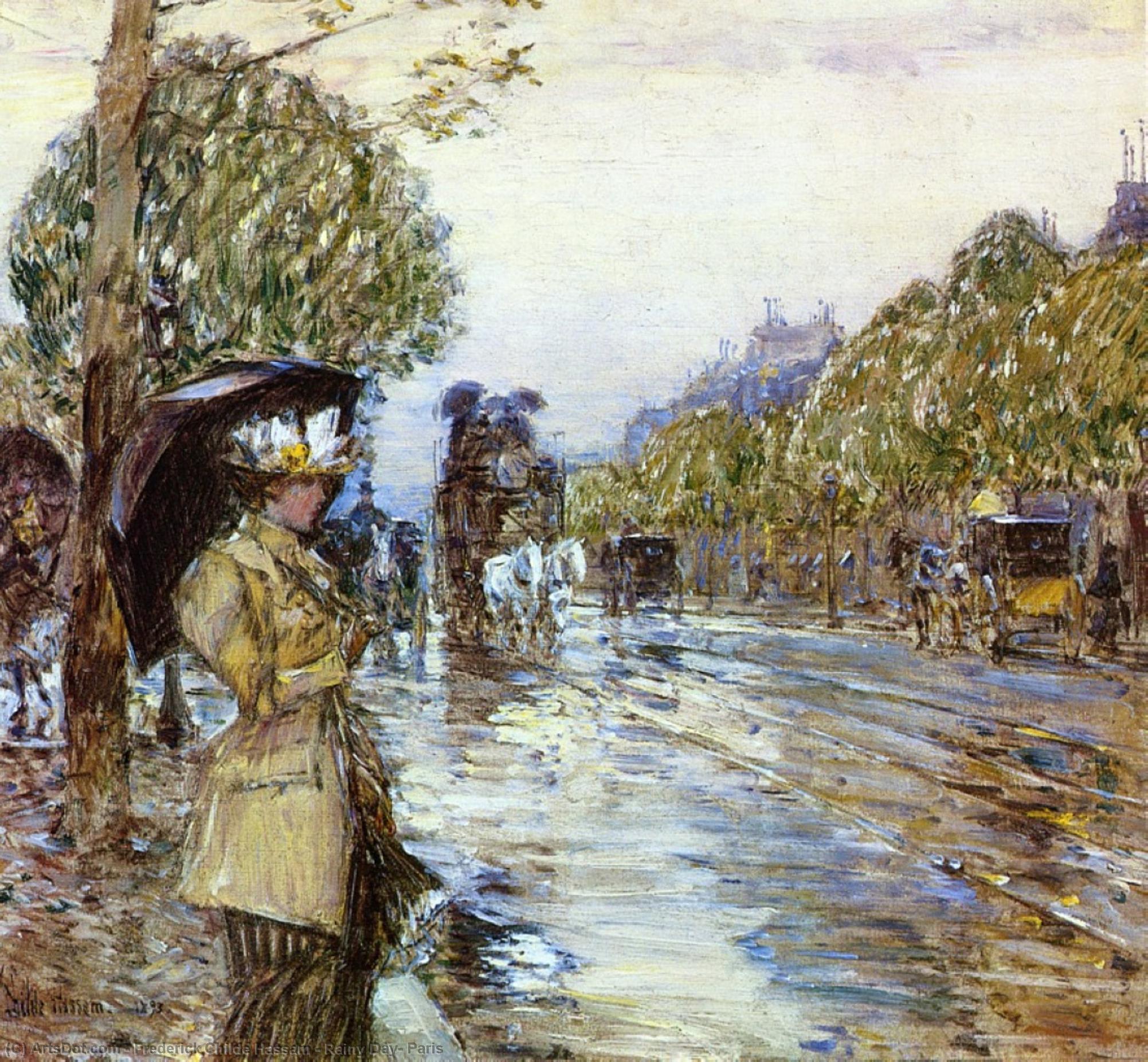 Wikioo.org - The Encyclopedia of Fine Arts - Painting, Artwork by Frederick Childe Hassam - Rainy Day, Paris