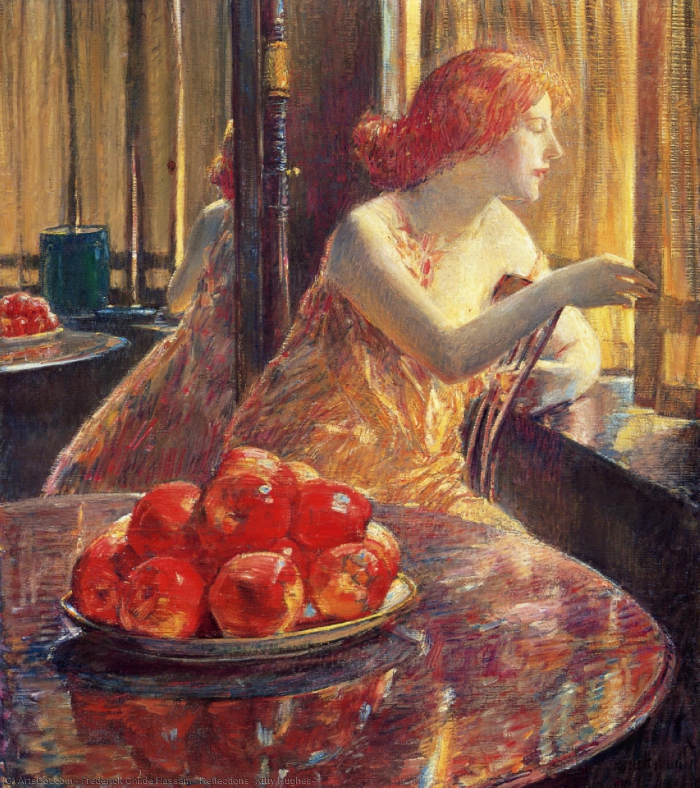 Wikioo.org - The Encyclopedia of Fine Arts - Painting, Artwork by Frederick Childe Hassam - Reflections (Kitty Hughes)
