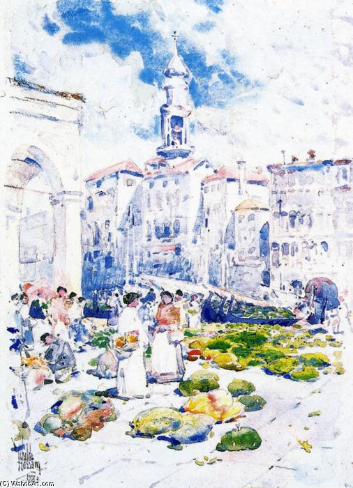 Wikioo.org - The Encyclopedia of Fine Arts - Painting, Artwork by Frederick Childe Hassam - Rialto Market, Venice