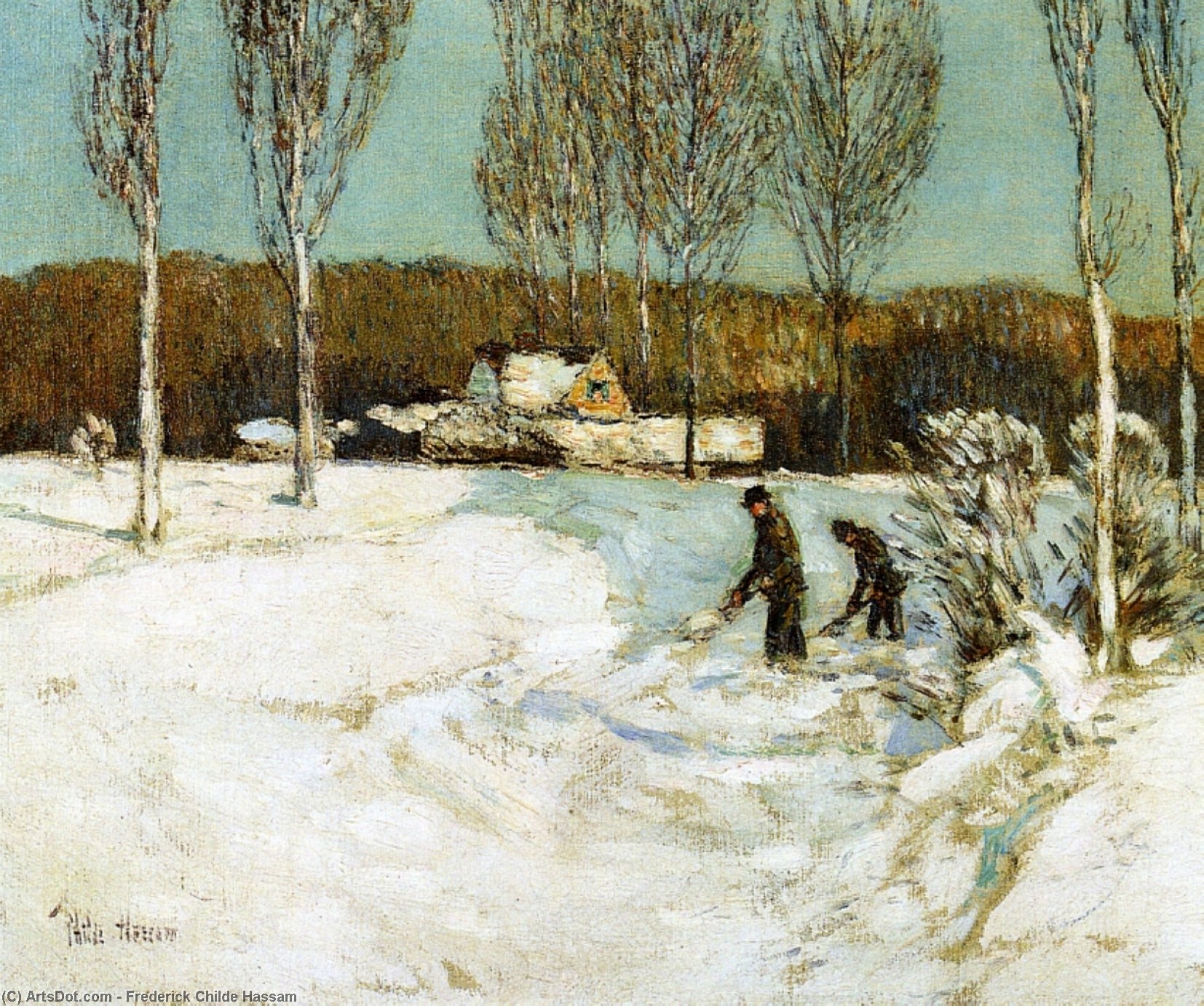 Wikioo.org - สารานุกรมวิจิตรศิลป์ - จิตรกรรม Frederick Childe Hassam - Shoveling Snow, New England