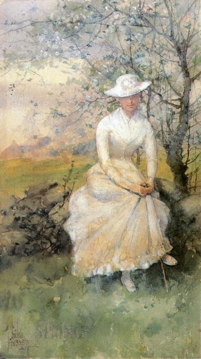 Wikioo.org - The Encyclopedia of Fine Arts - Painting, Artwork by Frederick Childe Hassam - Spring (aka The Artist's Sister)