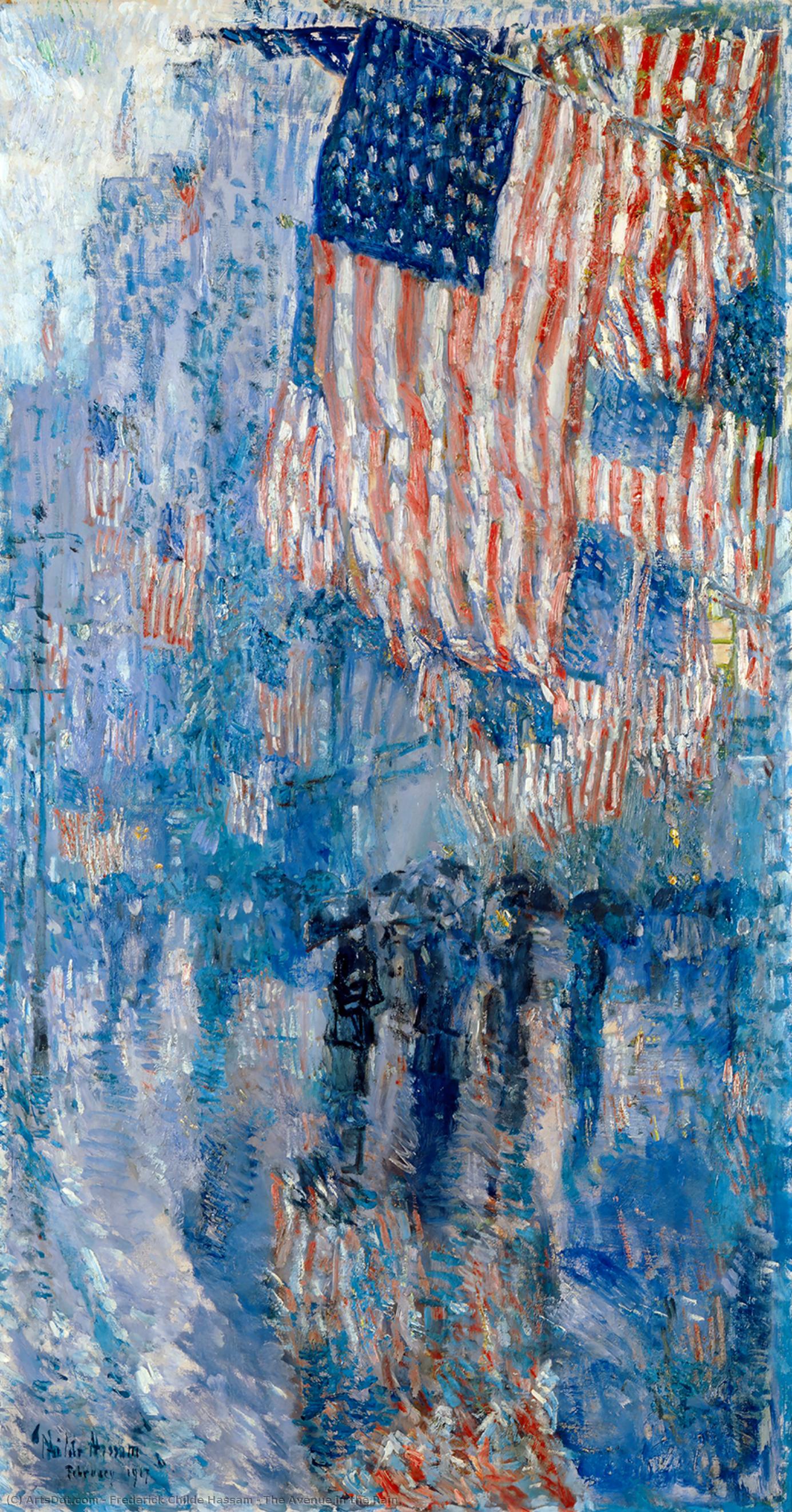 WikiOO.org - Encyclopedia of Fine Arts - Schilderen, Artwork Frederick Childe Hassam - The Avenue in the Rain