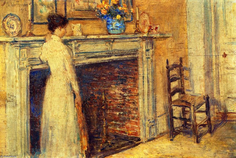 Wikioo.org - The Encyclopedia of Fine Arts - Painting, Artwork by Frederick Childe Hassam - The Fireplace