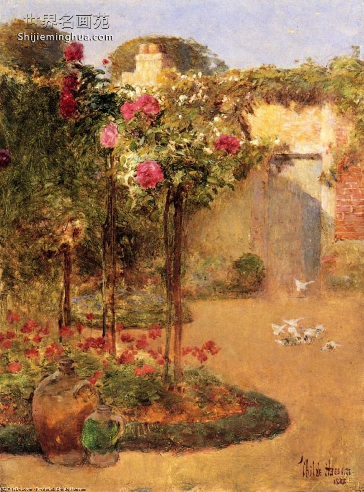 WikiOO.org – 美術百科全書 - 繪畫，作品 Frederick Childe Hassam - 玫瑰 花园